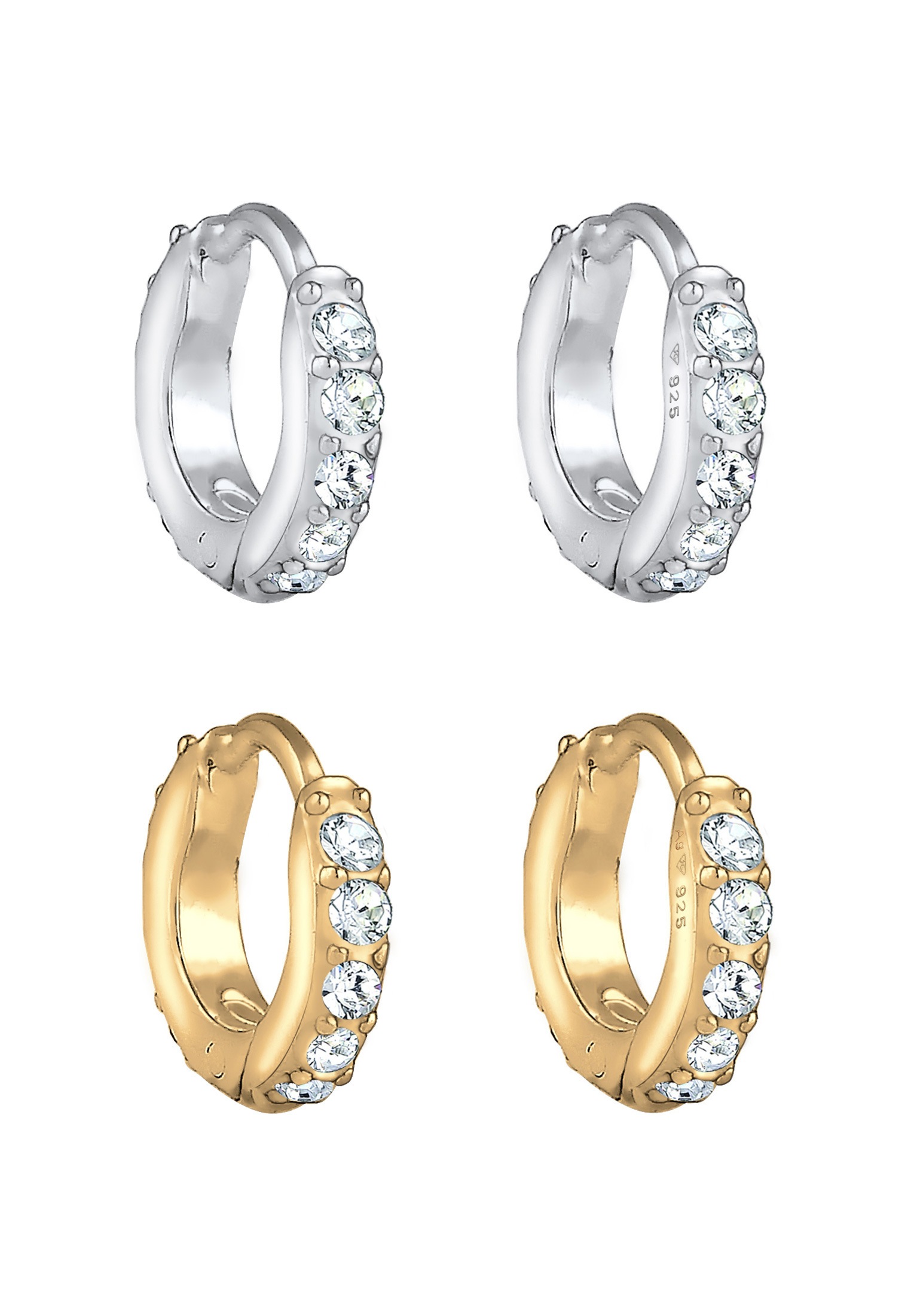 Elli Ohrring-Set »Creolen 2er Set Kristalle 925 Silber«