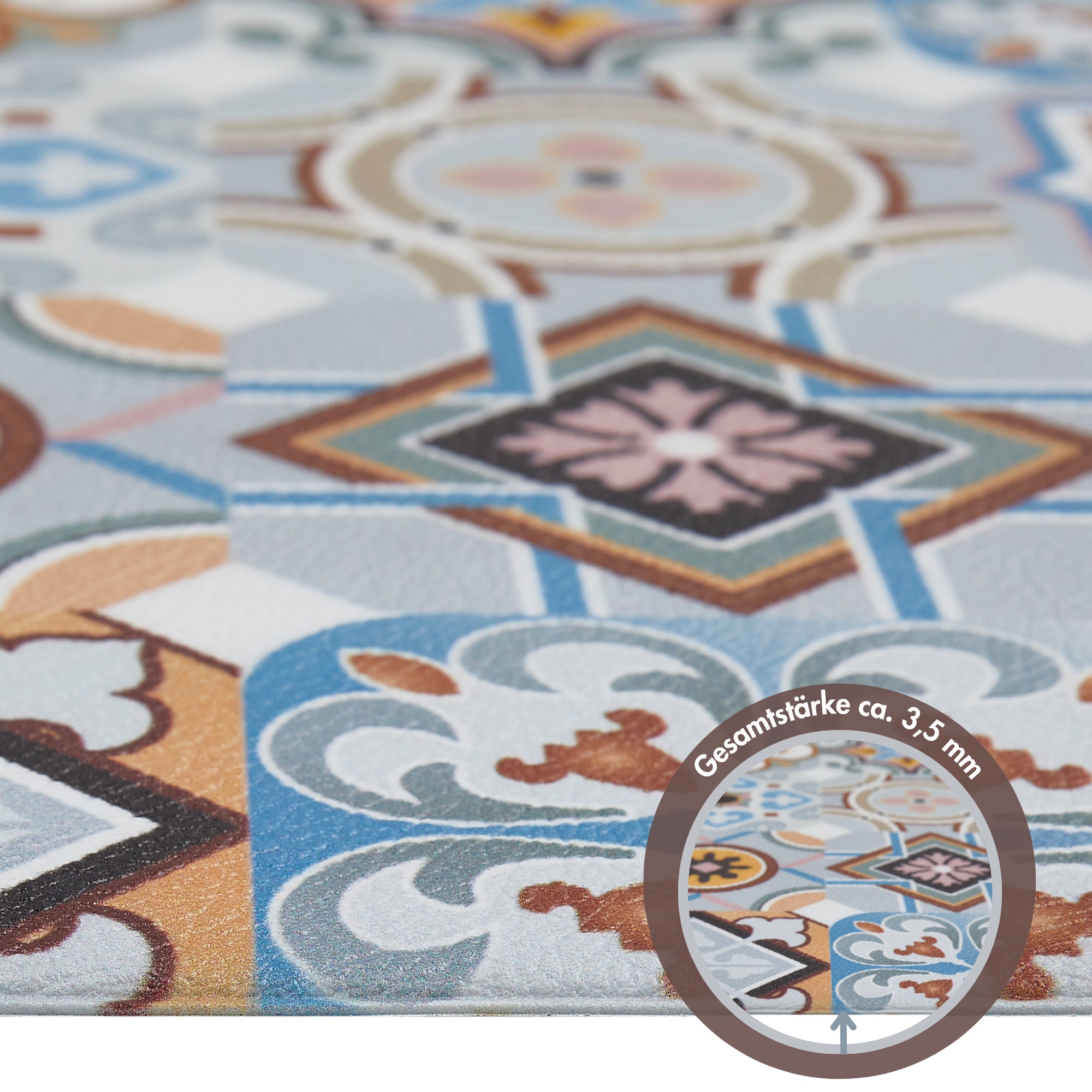 Andiamo Vinylteppich »Marrakesch«, rechteckig, 3,5 mm Höhe, abwischbar, rutschhemmend, Fliesen oder Beton Design, auch als Läufer