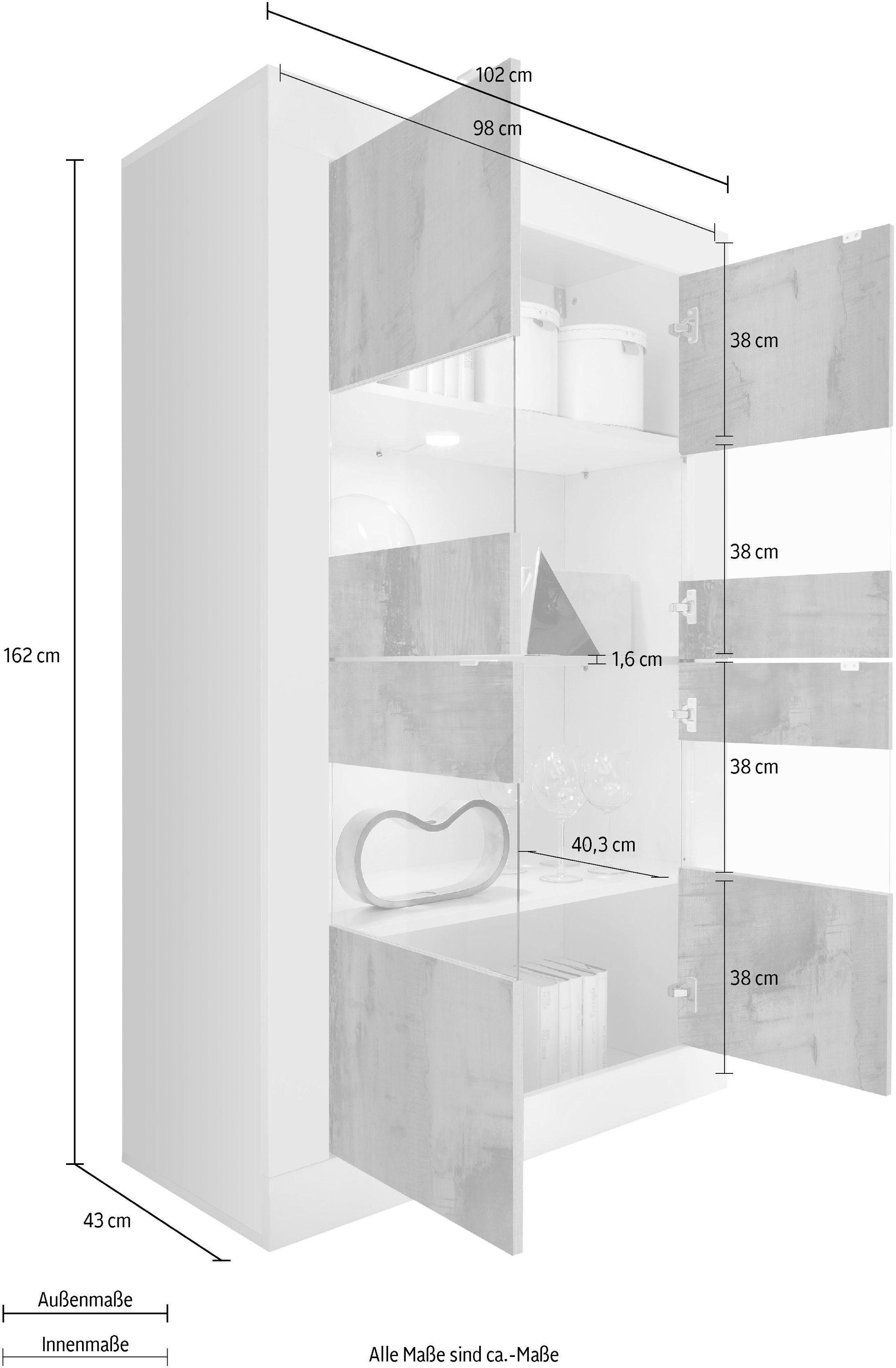 LC Stauraumvitrine »Basic«, online 162 cm bestellen Höhe