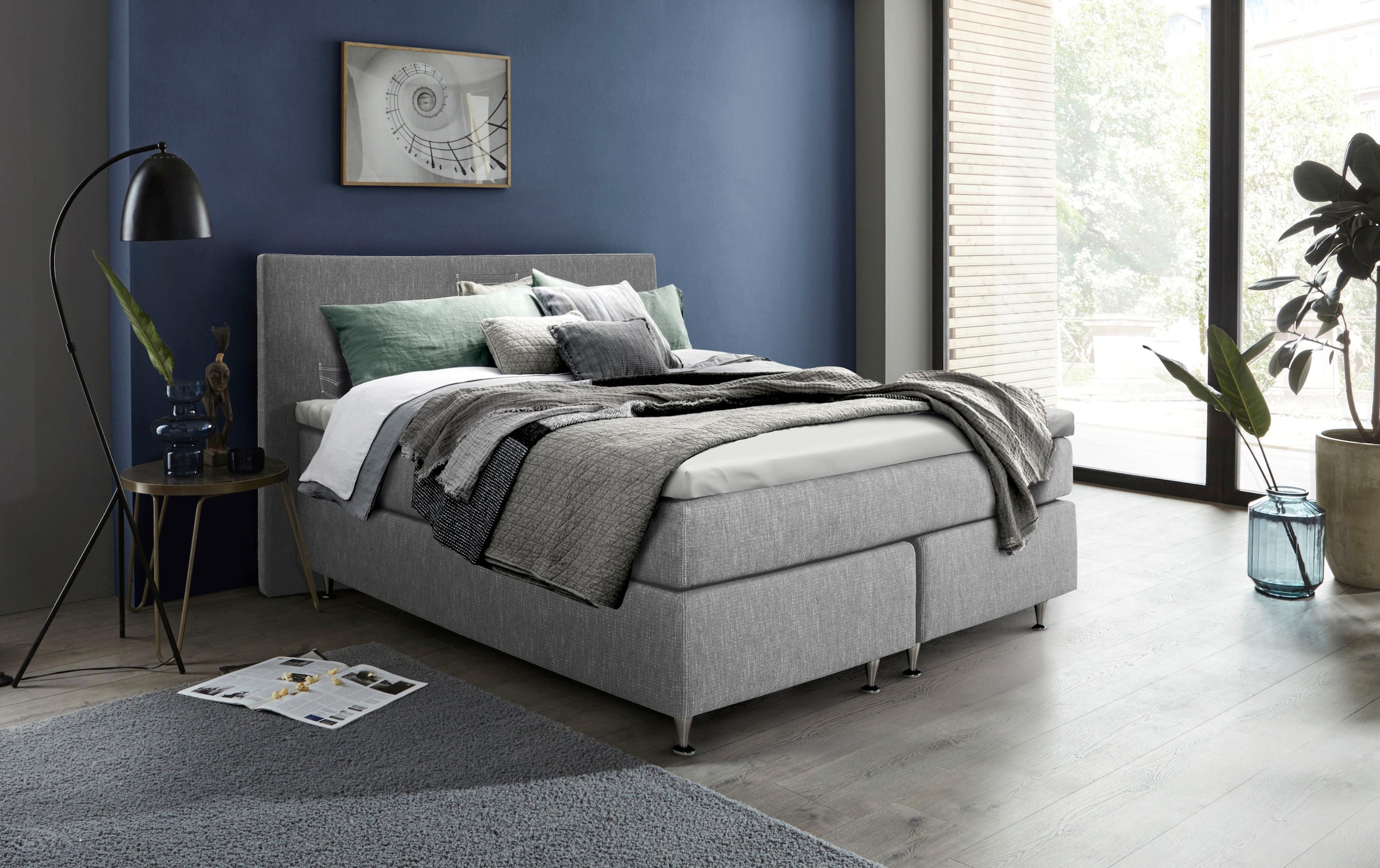 Home affaire Boxspringbett »Zahara« inkl. Topper, besonderes Highlight: aufgenähten Jeanstaschen - Optik