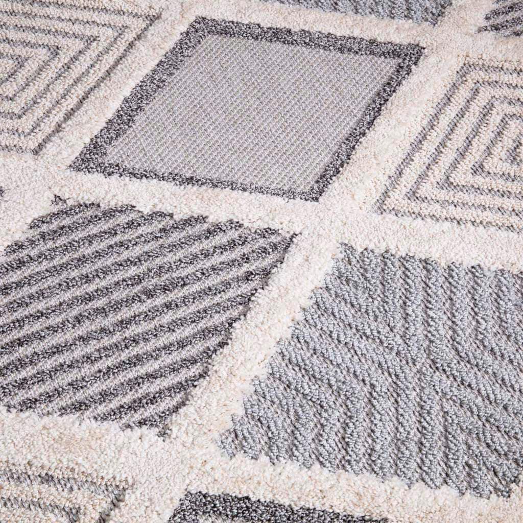 Carpet City Hochflor-Teppich »Valencia 731«, rechteckig, 20 mm Höhe, Läufer, Boho-Stil, 3D-Effekt, Raute, Hoch-Tief-Struktur, mit Fransen