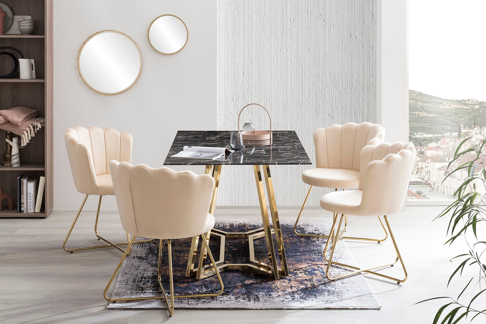 SalesFever Polsterstuhl, (Set), 2 St., Samt, Muschel-Design