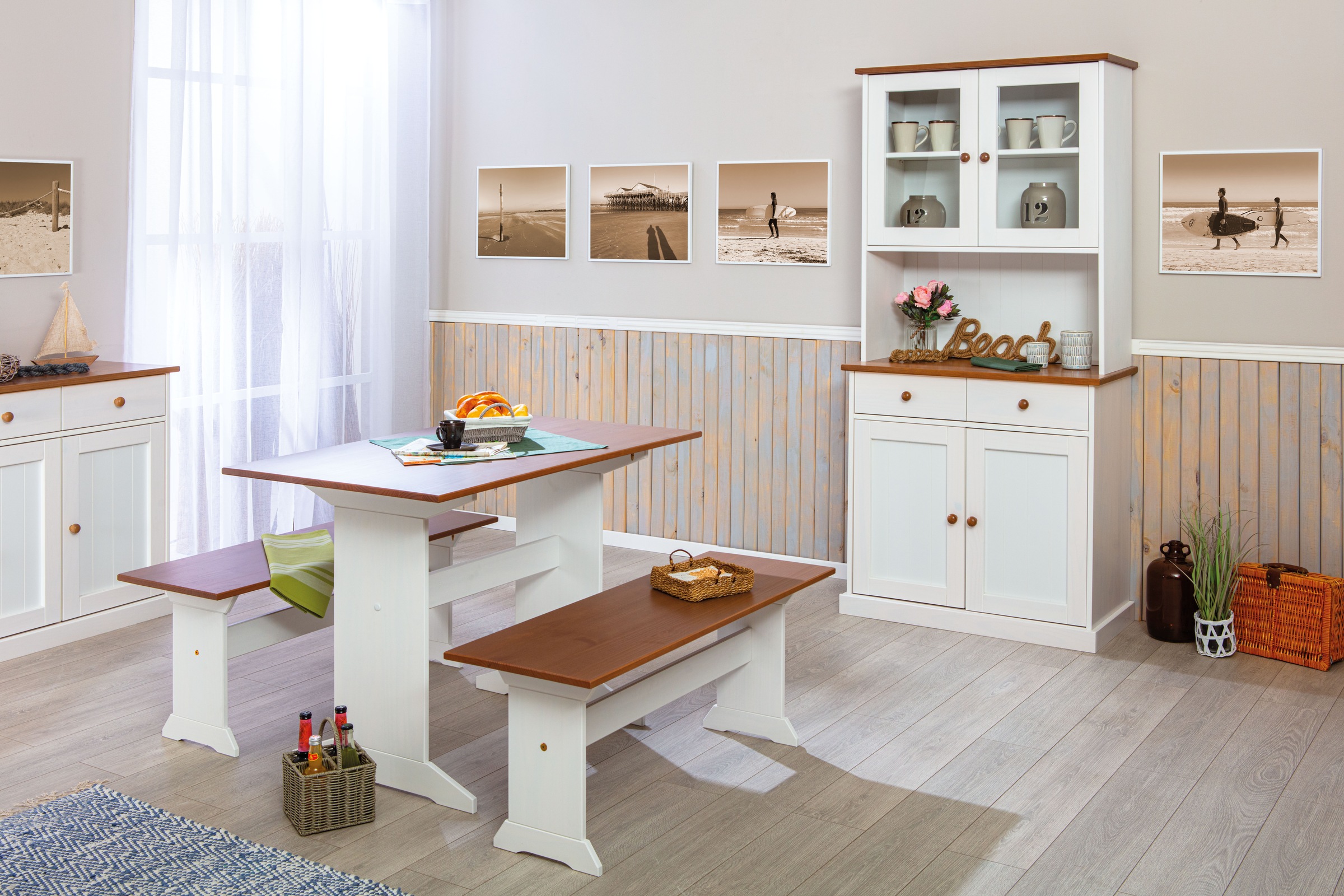 Inter Link Sitzbank »Westerland« 1 Stk. tlg. Kiefer Massiv, Landhaus, BxTxH: ca. 110 x 37 x 45 cm