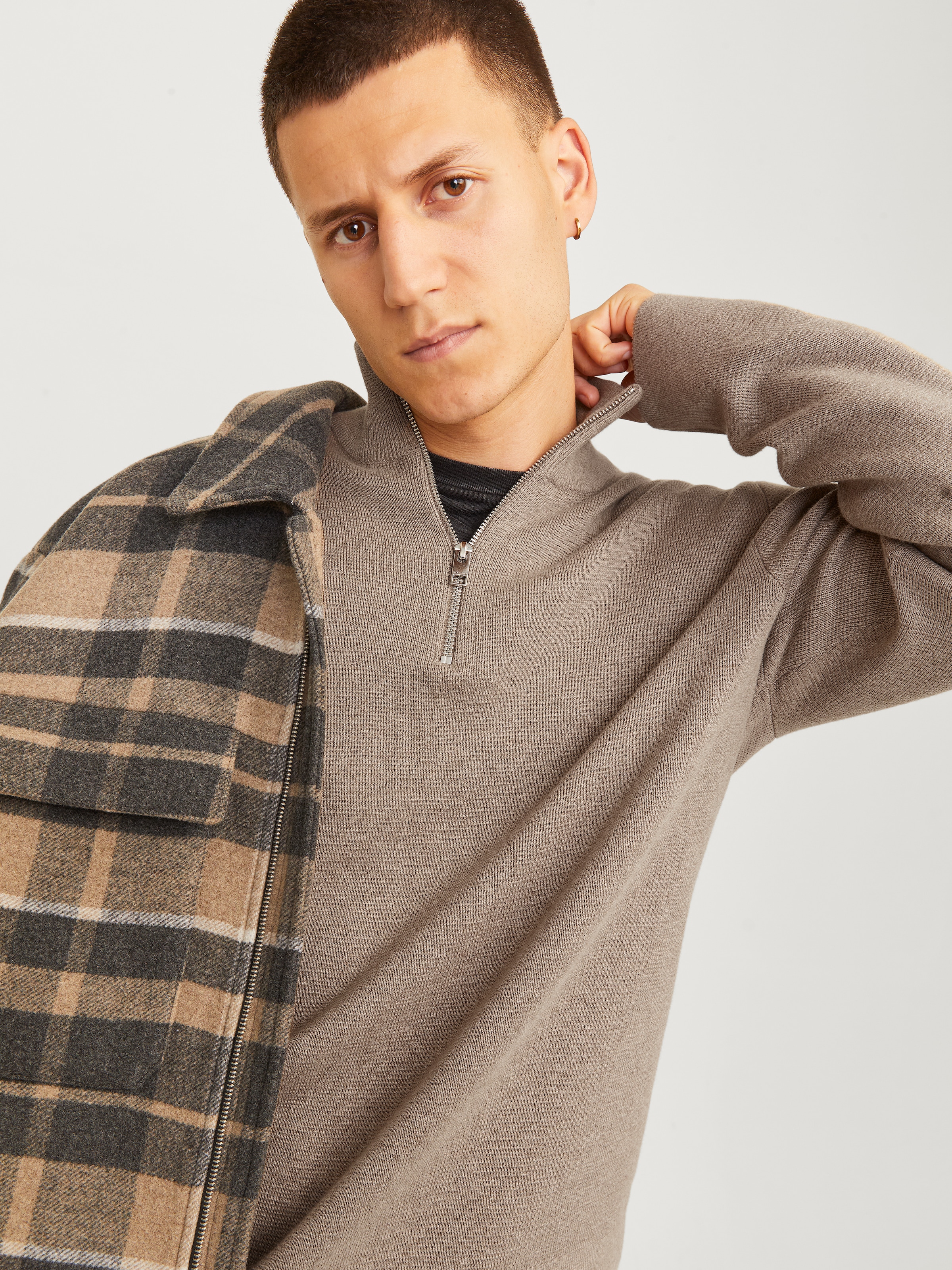 Jack & Jones Troyer »JPRBLAMILANO STITCH KNIT HALF ZIP SN« Baumwolle, relaxed fit