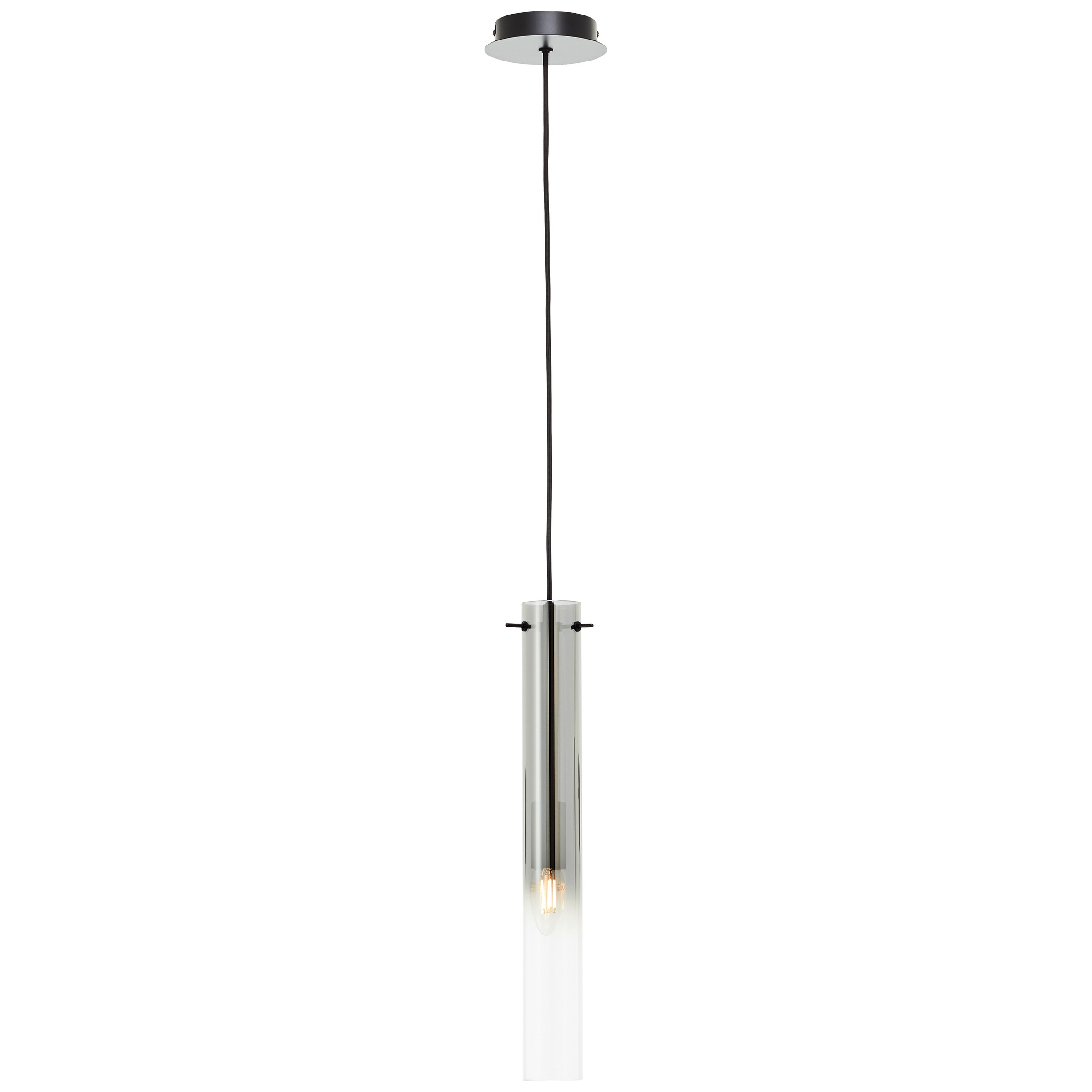 Brilliant Pendelleuchte »Glasini«, 1 flammig, Leuchtmittel E14 | ohne Leuchtmittel, 199 x 15 cm, E14, kürzbar, Metall/Rauchglas, matt schwarz