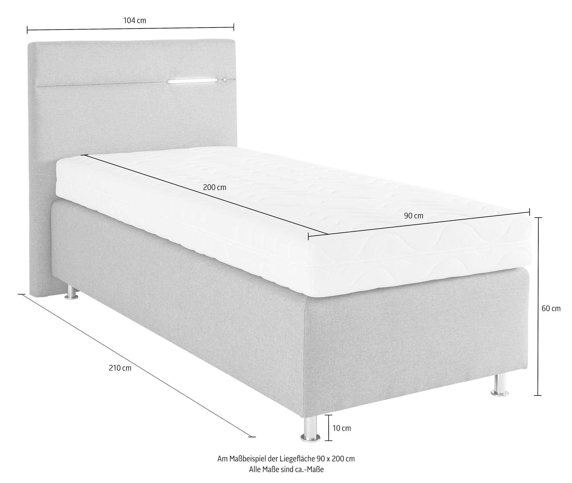 Westfalia Schlafkomfort Boxspringbett, wahlweise mit LED-Beleuchtung