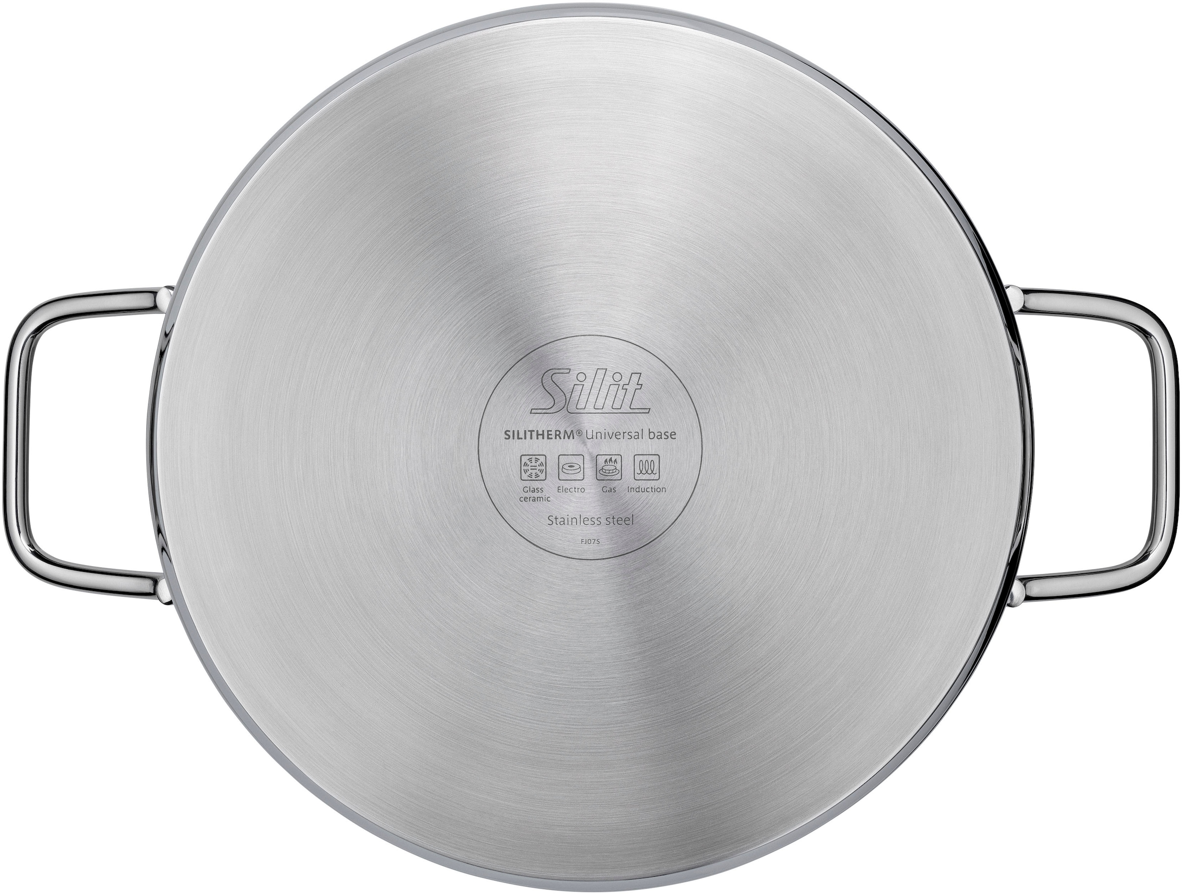 Silit Bratentopf »Extra Cook, mit Glasdeckel«, Edelstahl 18/10, (2 tlg.), SiliTherm Universalboden, induktionsgeeignet, spülmaschinengeeignet