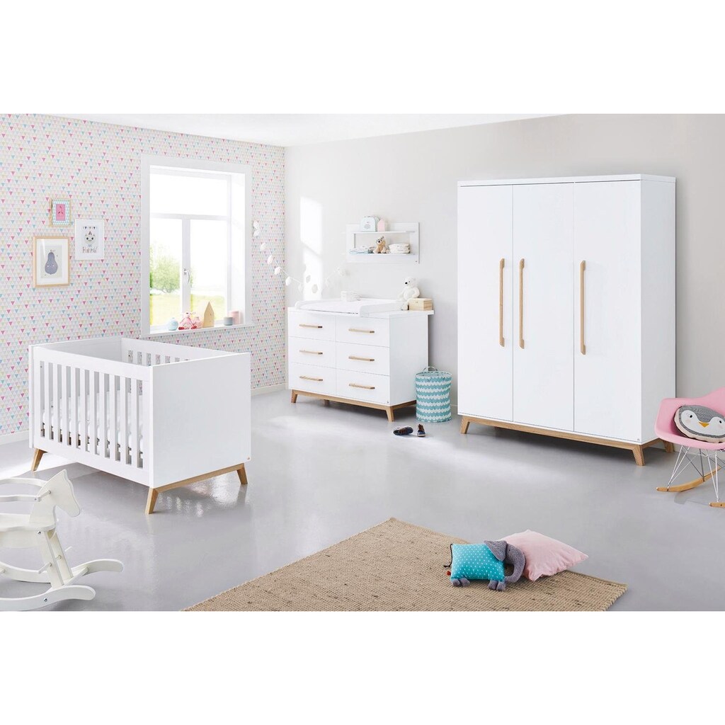 Pinolino® Babyzimmer-Komplettset »Riva«, (Set, 3 St.), extrabeit groß; mit Kinderbett, Schrank und Wickelkommode