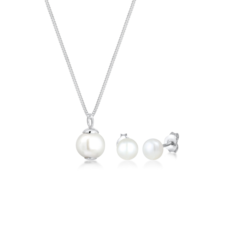 ELLI Schmuckset »Süßwasserperlen Weiß 925 Sterling Silber« () Silber onesize Schmuckset für Damen mit echten Süßwasser-Zuchtperlen