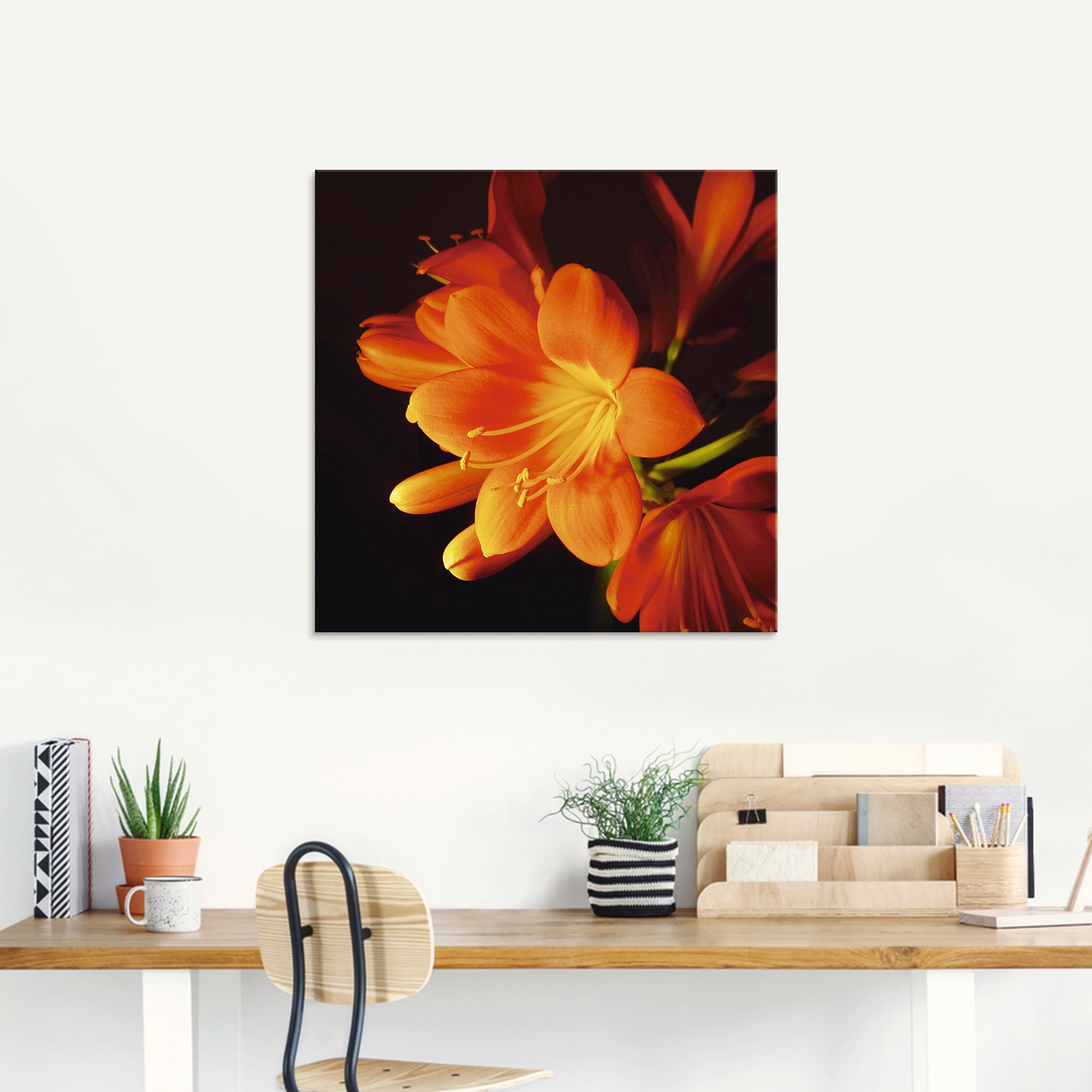 Artland Glasbild »Clivie in leuchtendem Orange«, Blumen, (1 St.), in verschiedenen Größen