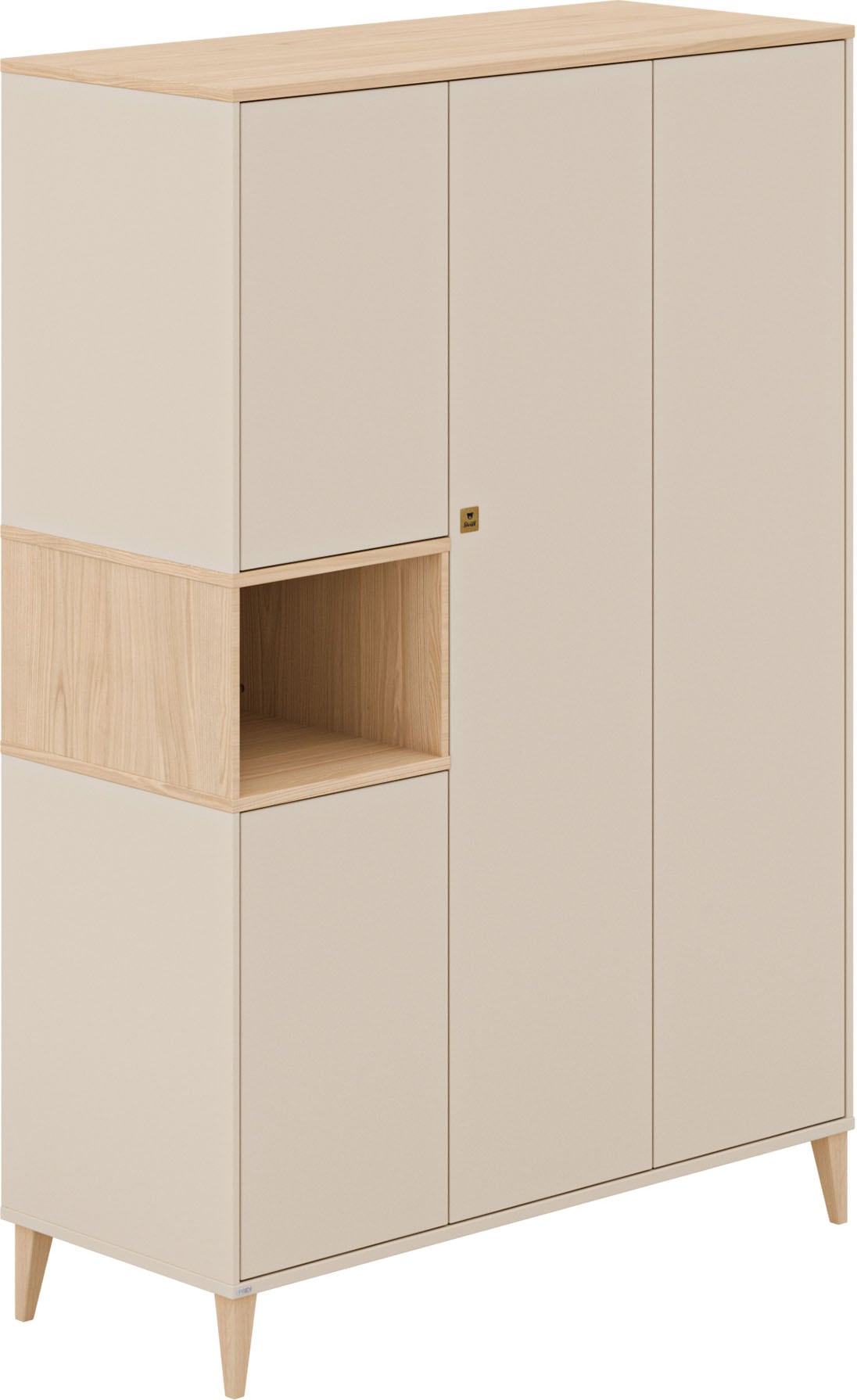 PAIDI Kleiderschrank »MILA & BEN Steiff by in Beige, 4 Türen mit Push-to-open« inkl. Kleiderstangen und Einlegeböden, Massivholz-Füße, Soft-Close...