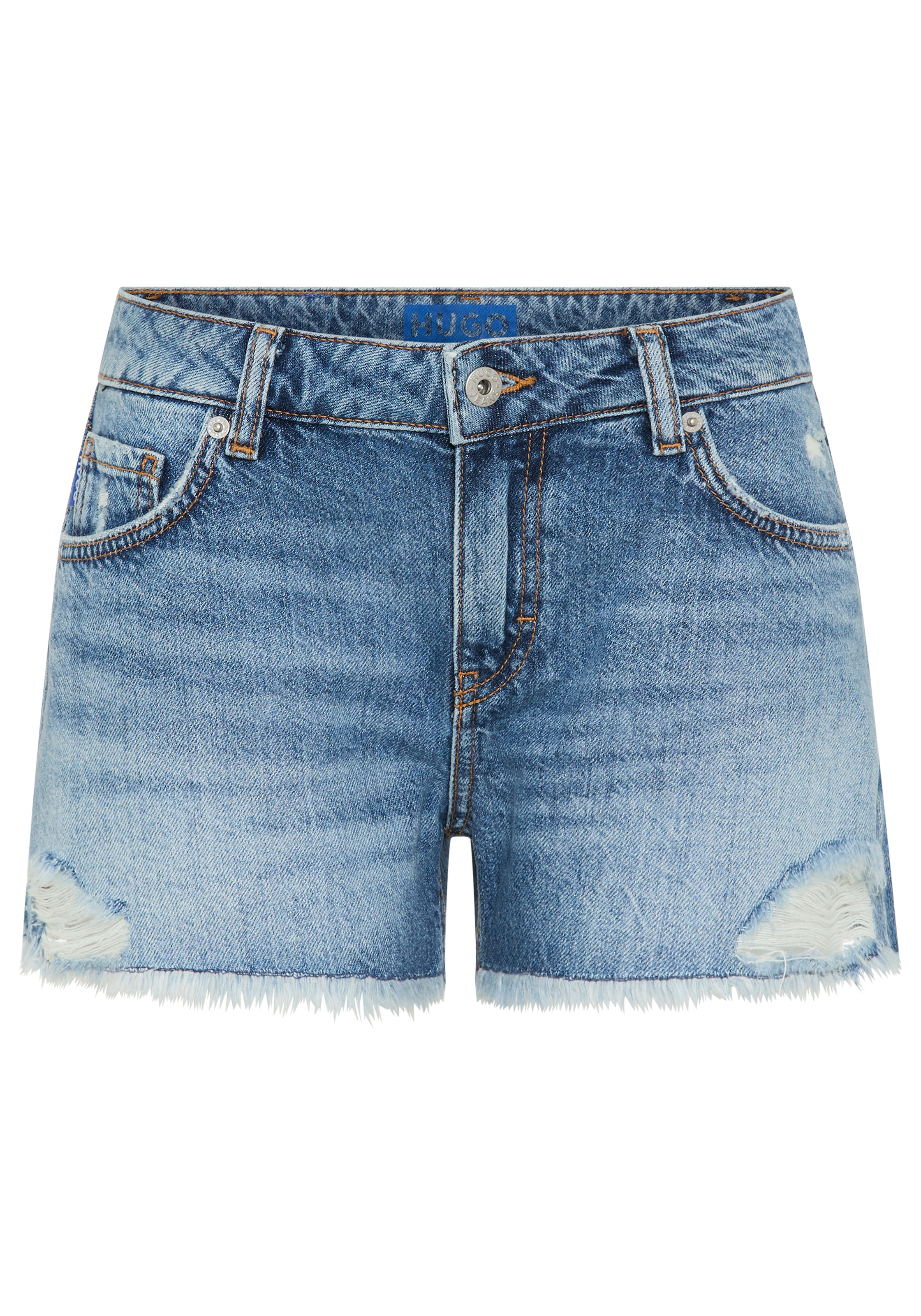 HUGO Blue Jeansshorts »Galimon« mit Destroyed-Effekten, Mid Rise