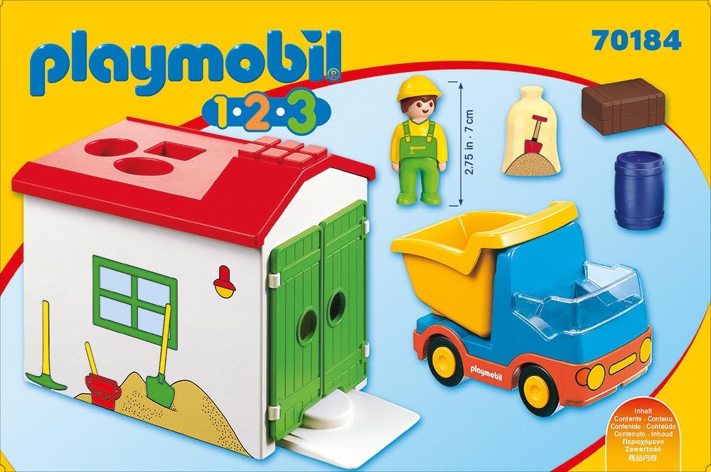 Playmobil® Konstruktions-Spielset »LKW mit Sortiergarage (70184), Playmobil 1-2-3«, Made in Europe