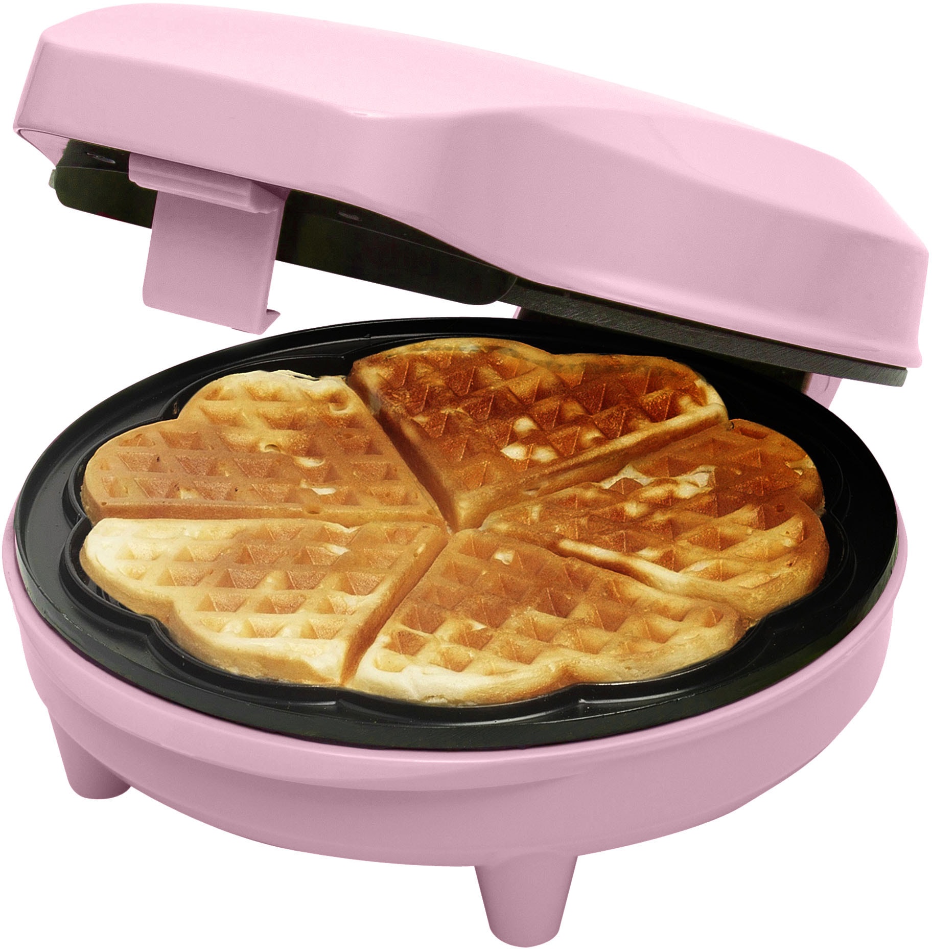 bestron Waffeleisen »ASW217pink Sweet Dreams«, 700 W, für klassische Herzwaffeln, mit Antihaftbeschichtung, Retro Design