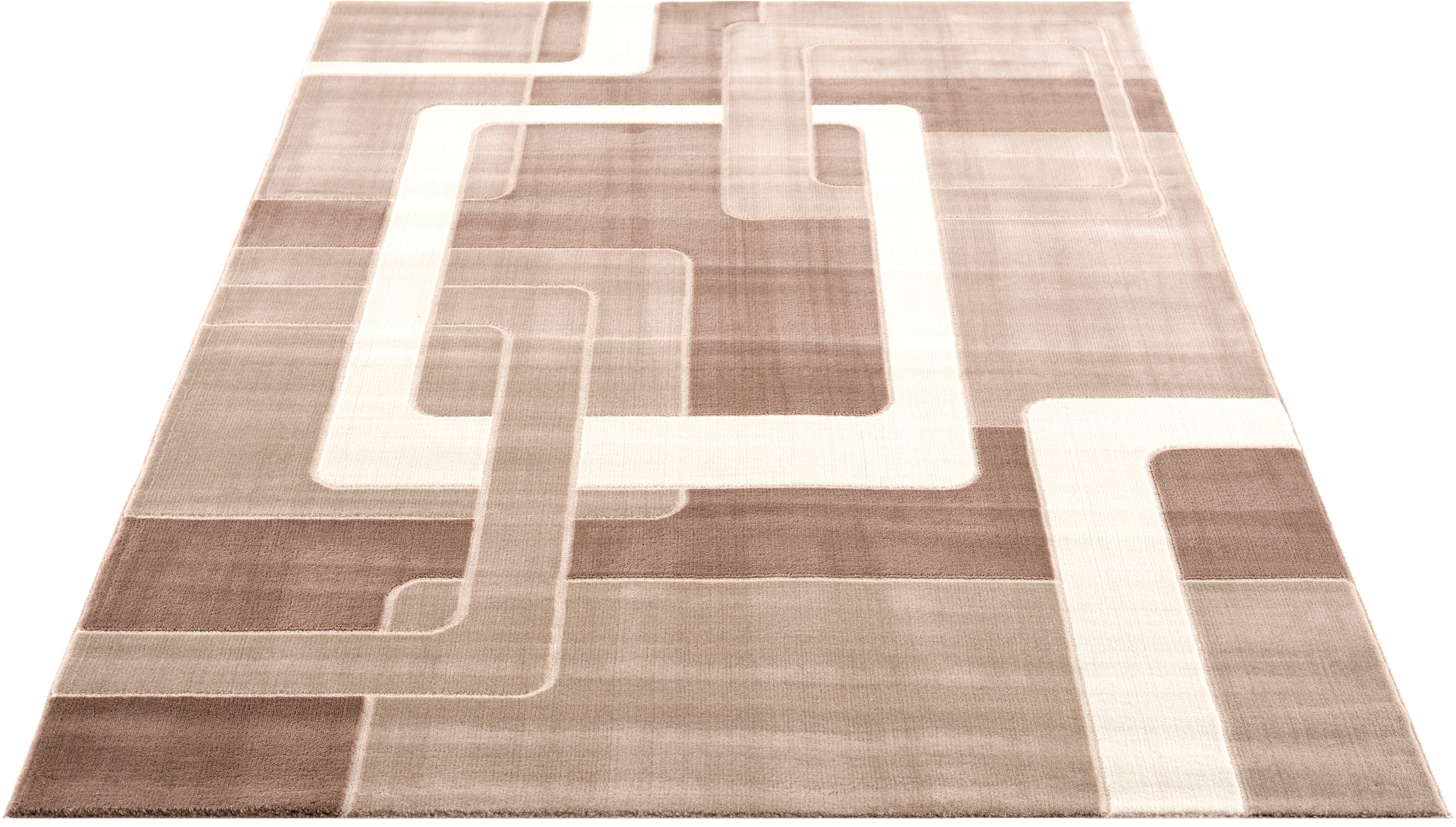 Home affaire Teppich »Anesa«, rechteckig, 12 mm Höhe, mit handgearbeitetem Konturenschnitt, flach, Kurzflor, elegant