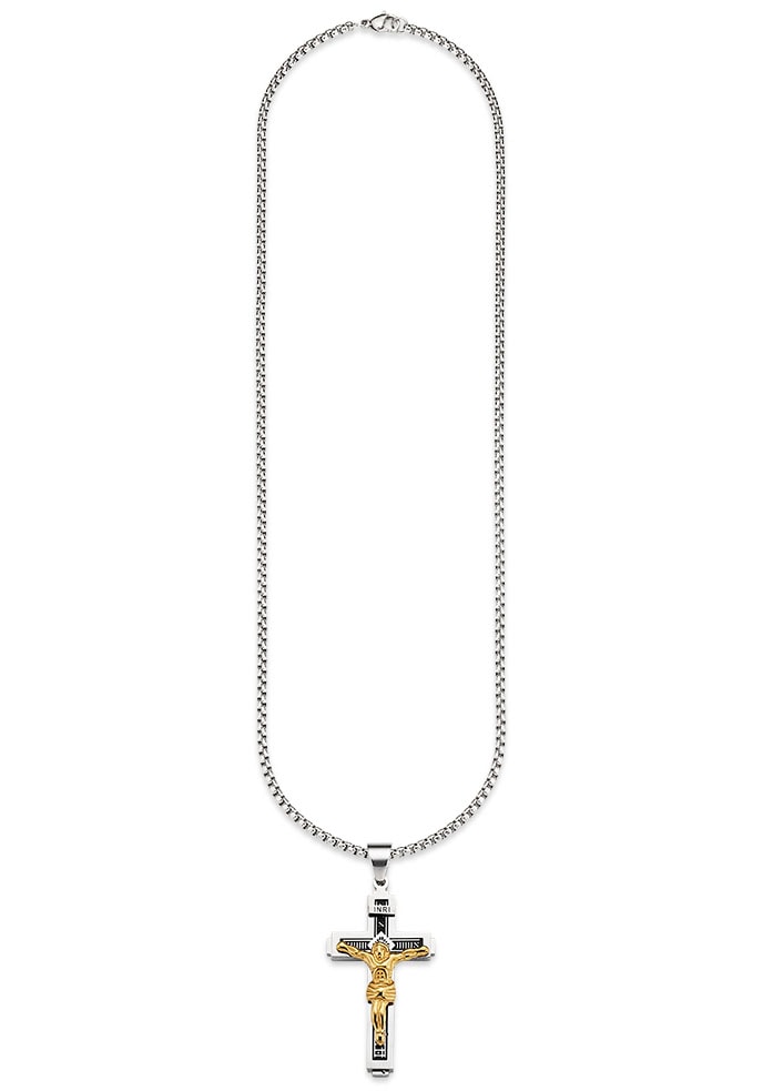 Bruno Banani Kette mit Anhänger »Schmuck Geschenk Halskette Kreuz Venezianerkette Gravur INRI«