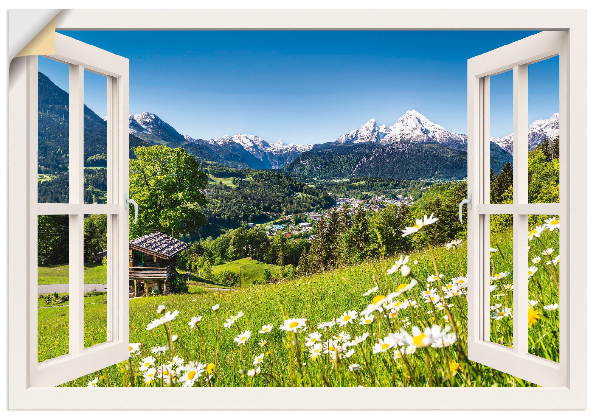 Artland Wandbild "Fensterblick Bayerischen Alpen", Berge, (1 St.), als Alub günstig online kaufen