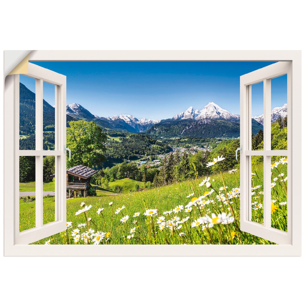 Artland Wandbild »Fensterblick Bayerischen Alpen«, Berge, (1 St.)