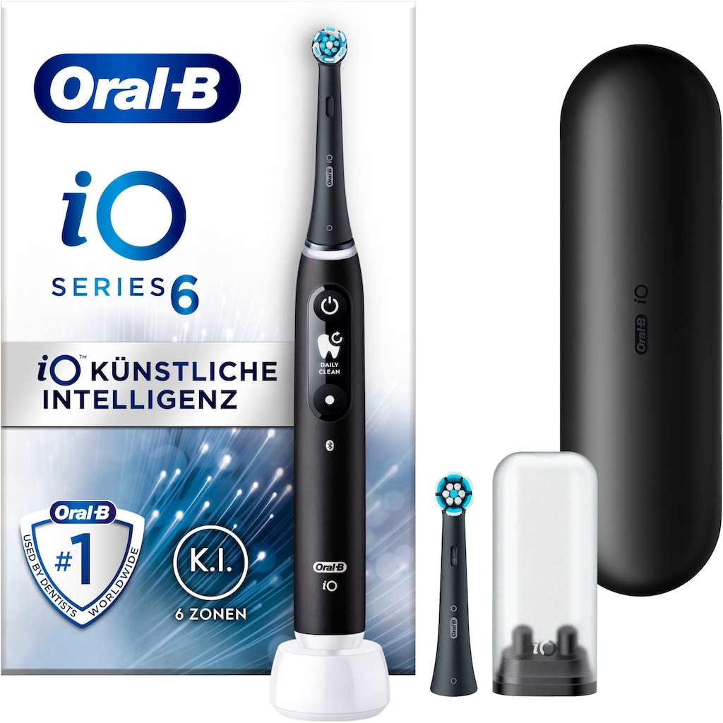 Oral-B Elektrische Zahnbürste »iO 6«, 2 St. Aufsteckbürsten, mit Magnet-Technologie, Display, 5 Putzmodi, Reiseetui
