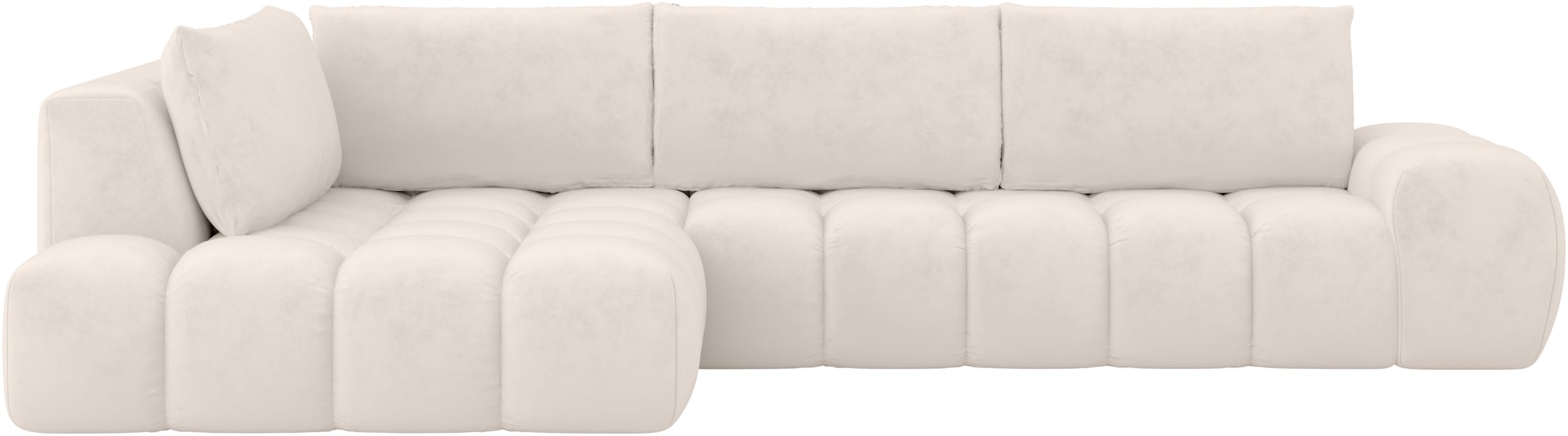 INOSIGN Ecksofa »AZITA Designsofa, elegant und bequem L-Form, Bubble-Optik«, lose Rückenkissen, traumhafte Steppung, Maße B/T/H: 352/210/72 cm