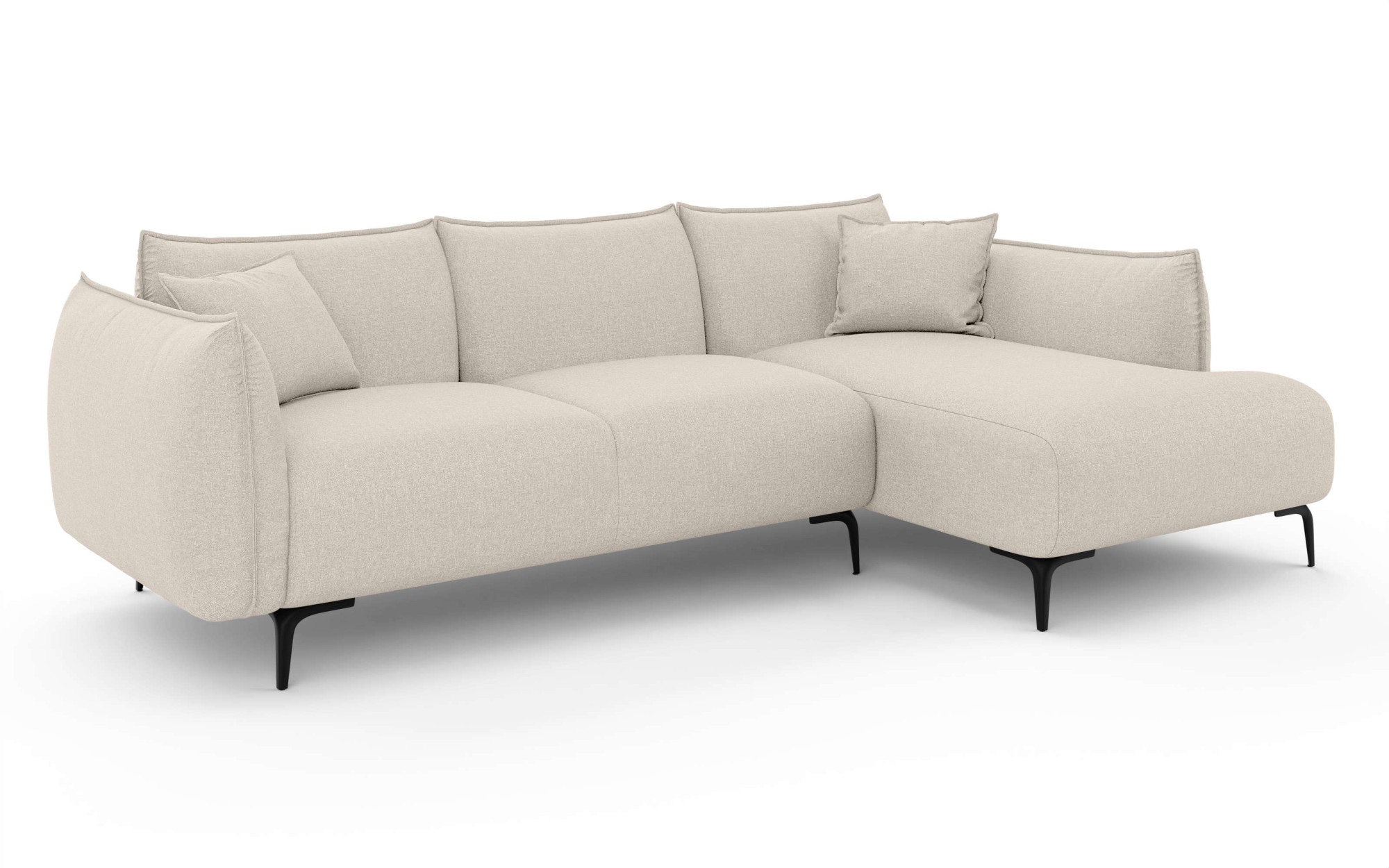 LeGer Home by Lena Gercke Ecksofa »Adelita mit Ottomane links oder rechts bestellbar, B/H/T 270/97/168«, L-Form mit Wellenunterfederung, enthält 2 Zierkissen