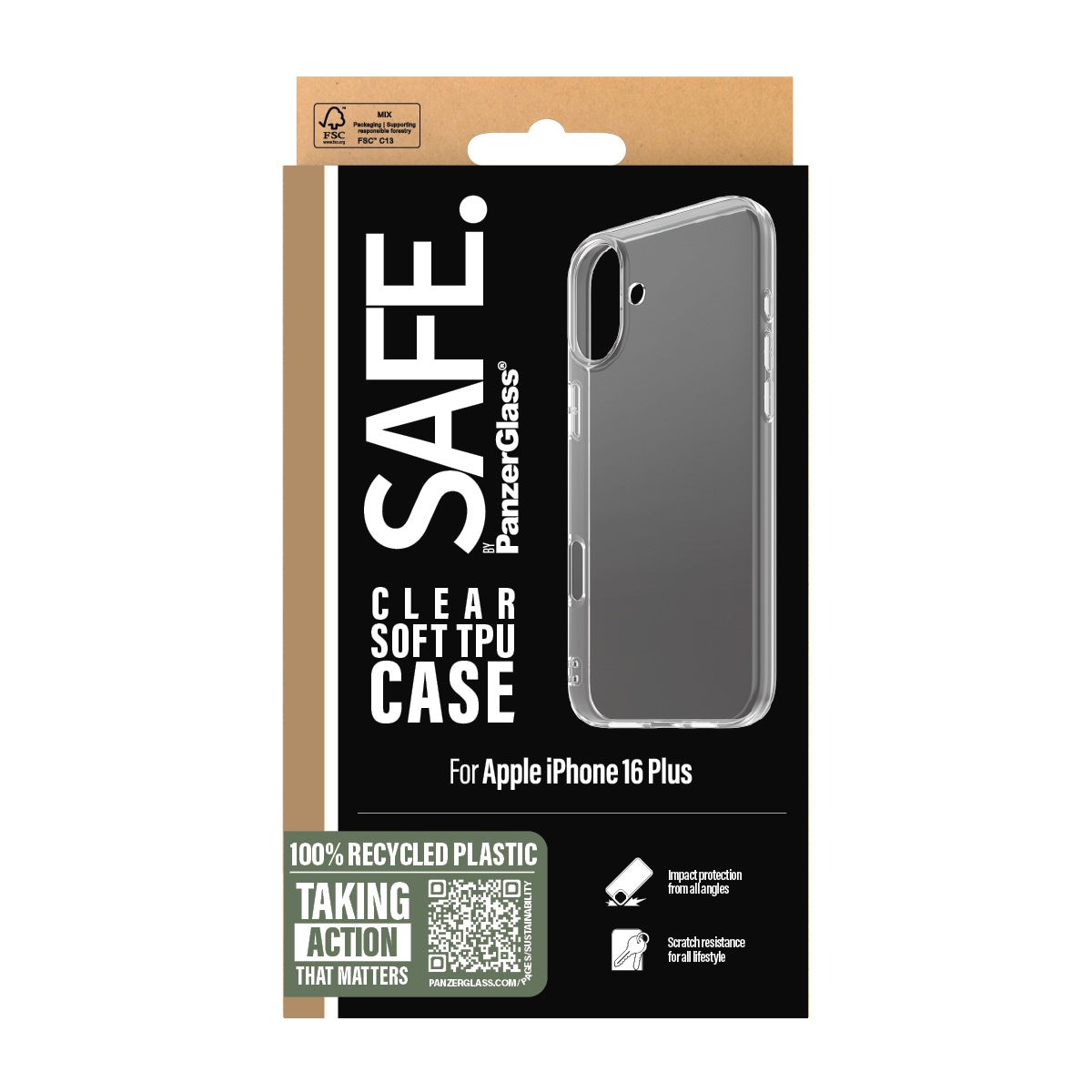 SAFE by PanzerGlass Handyhülle »Soft TPU Case für Apple iPhone 16 Plus« Smartphones Backcover, Schutzhülle, Handyschutzhülle, Case, Schutzcase, stoßfest