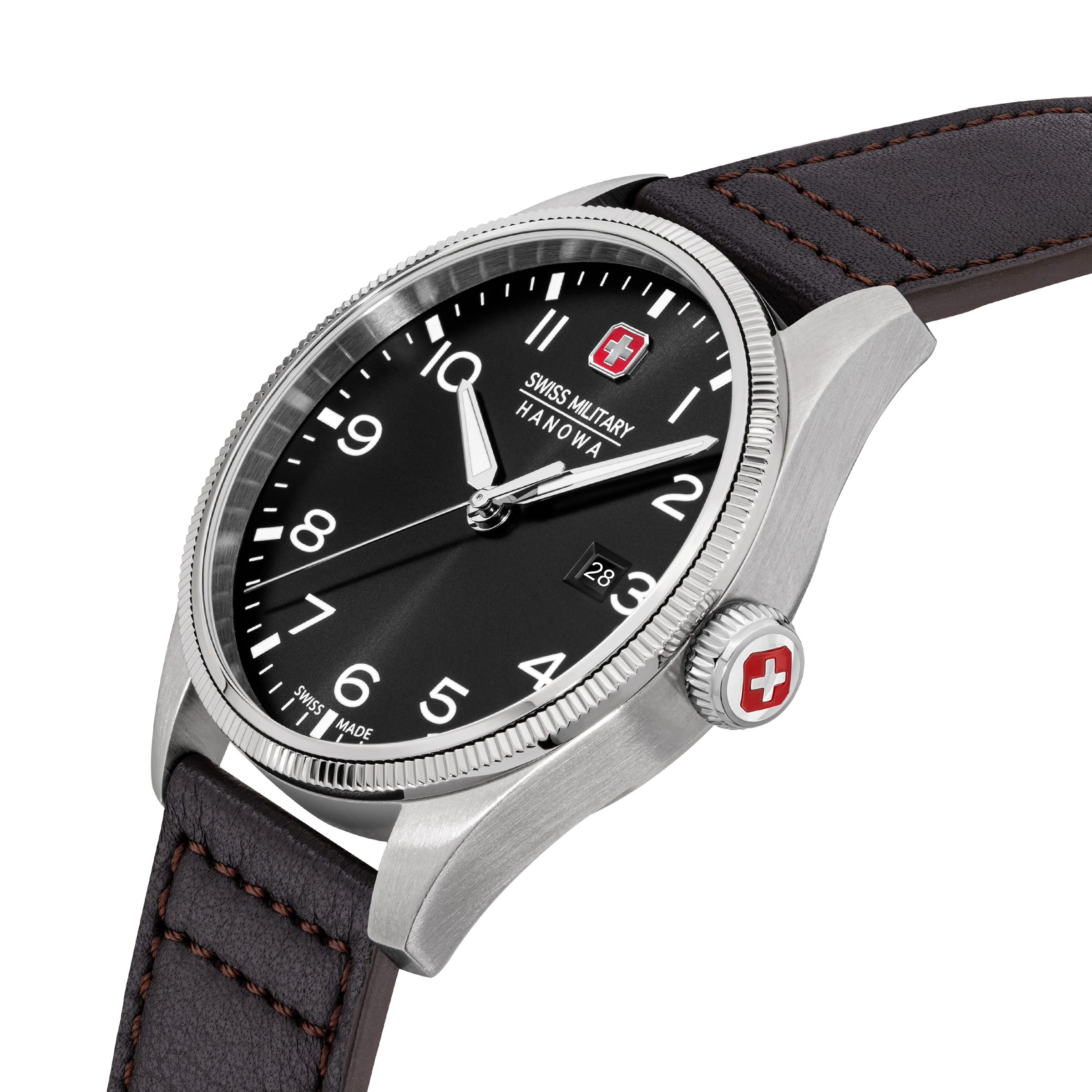 Swiss Military Hanowa Quarzuhr »Thunderbolt« Armbanduhr, Herrenuhr, Swiss Made, Lederarmband, analog, Tag