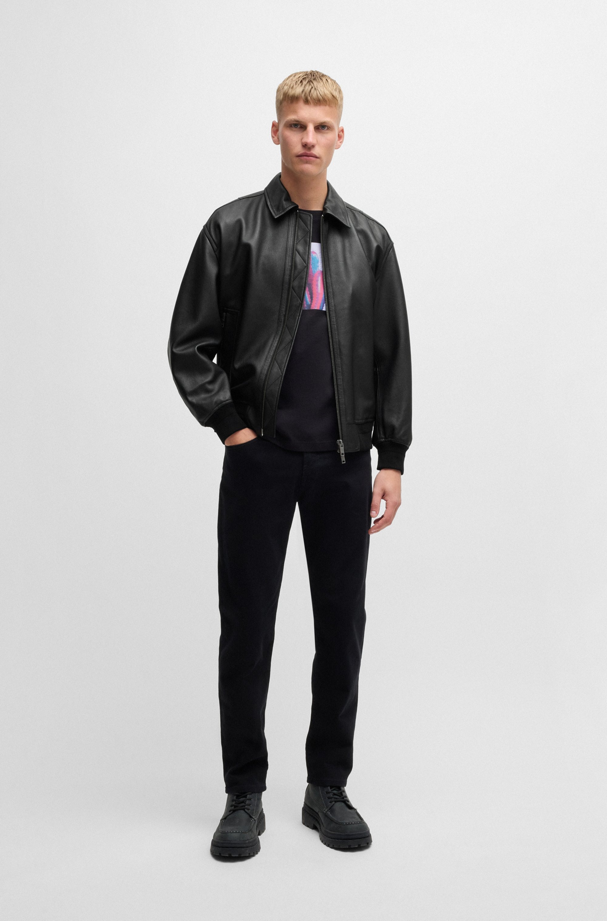 BOSS ORANGE Lederjacke »Joloco«, in Blousonform