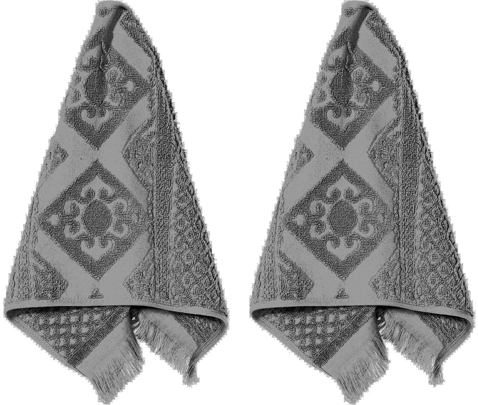PAD Gaestehandtuecher »HARLEM, 30x50 cm« hochwertige Jacquard-Webung, besonders weicher Griff, mit Fransen schwarz Frottee, Frottee B/L: 30cmx50cm, 2 
