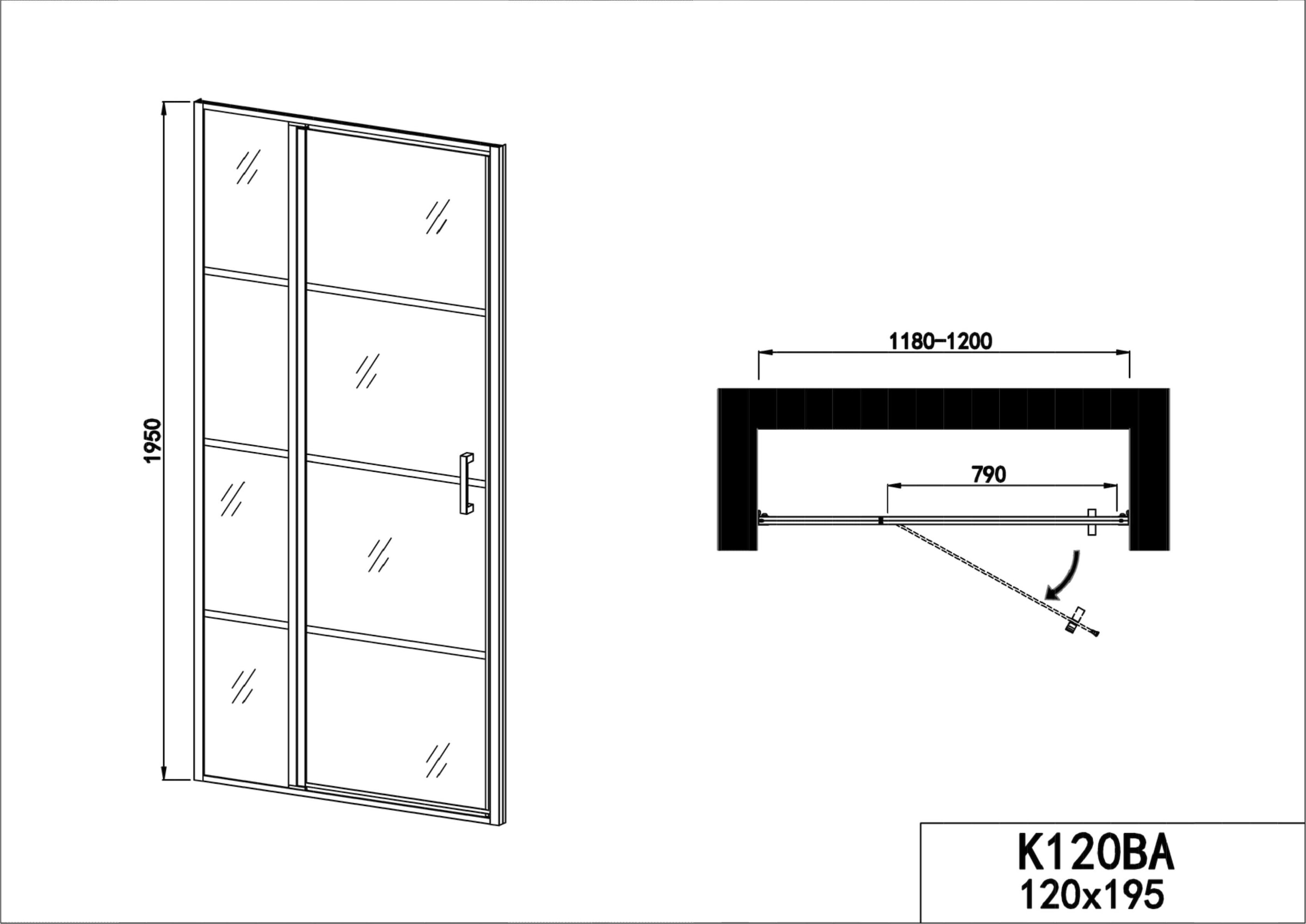Sanotechnik Dusch-Pendeltür »Elite Black«, 118-120 cm Breite