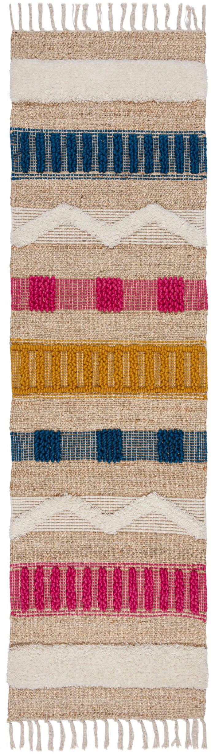 FLAIR RUGS Läufer »Medina«, rechteckig, 12 mm Höhe, Boho-Look, aus Naturfasern wie Wolle & Jute, Teppichläufer