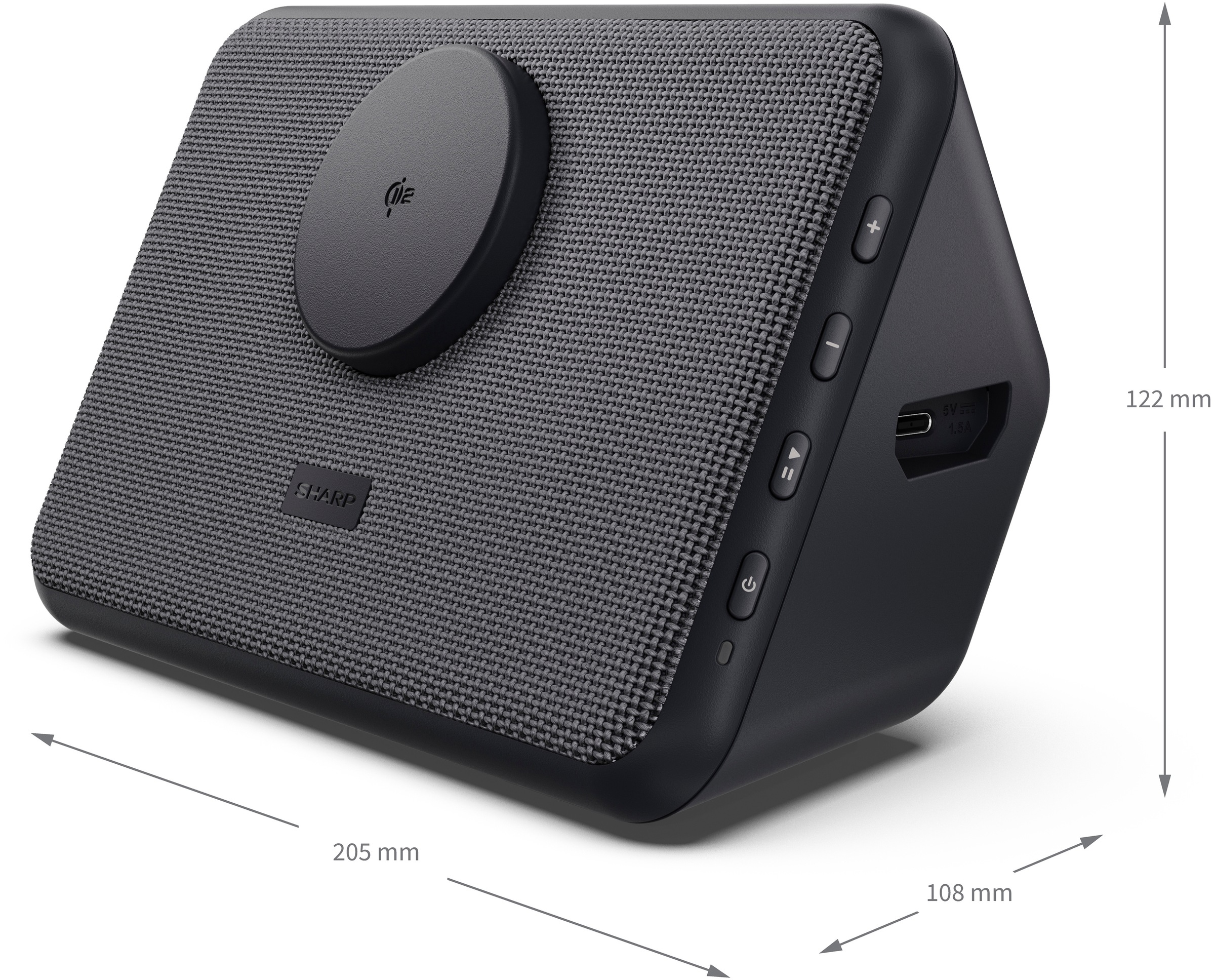 Sharp Bluetooth-Lautsprecher »CP-DS10« Stereo (A2DP Bluetooth | AVRCP Bluetooth | Bluetooth Apple Siri | Google Assistant | Ladefunktion für Mobilgeräte | Lautstärkeregelung )