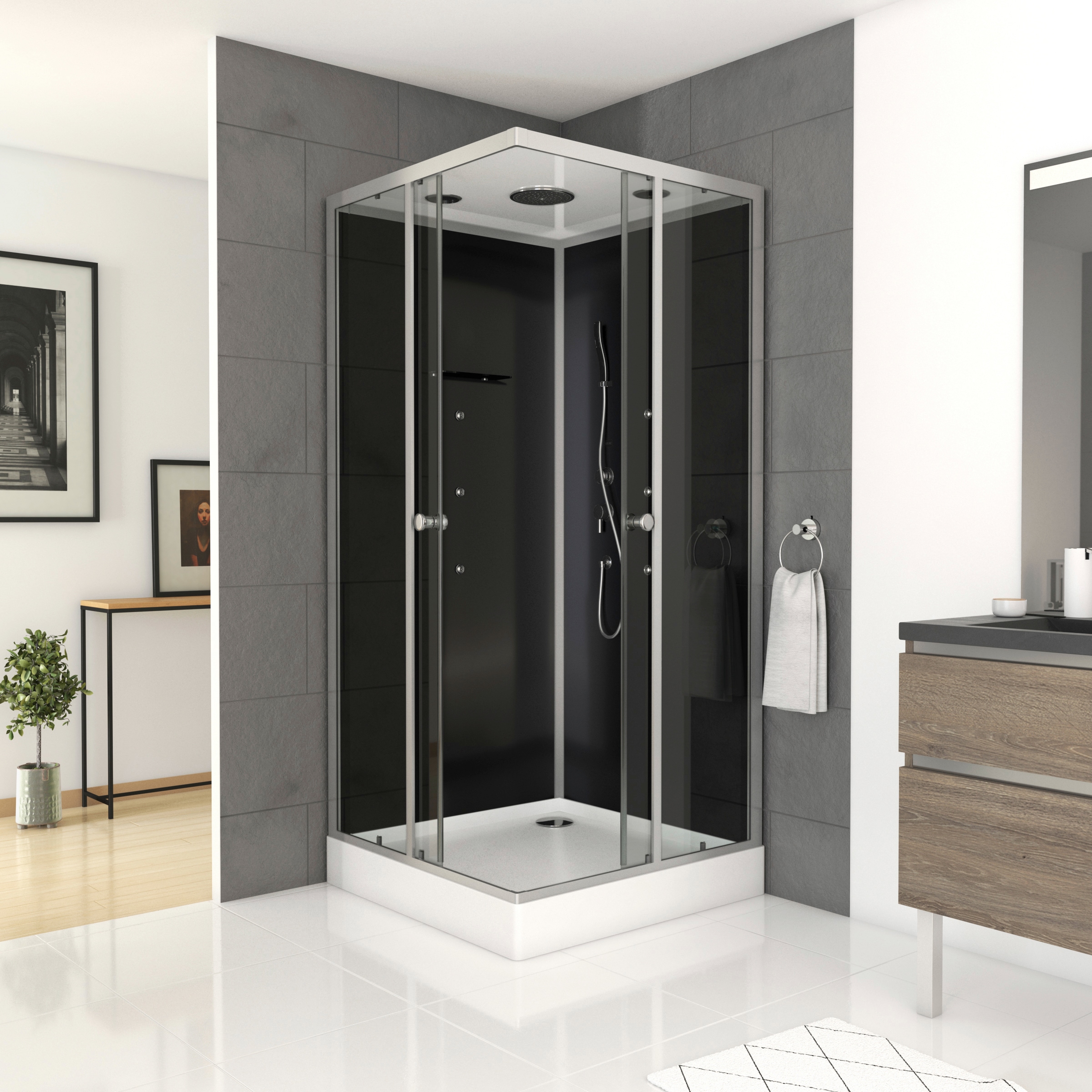 Marwell Komplettdusche »Black Square«, inkl. Armaturen