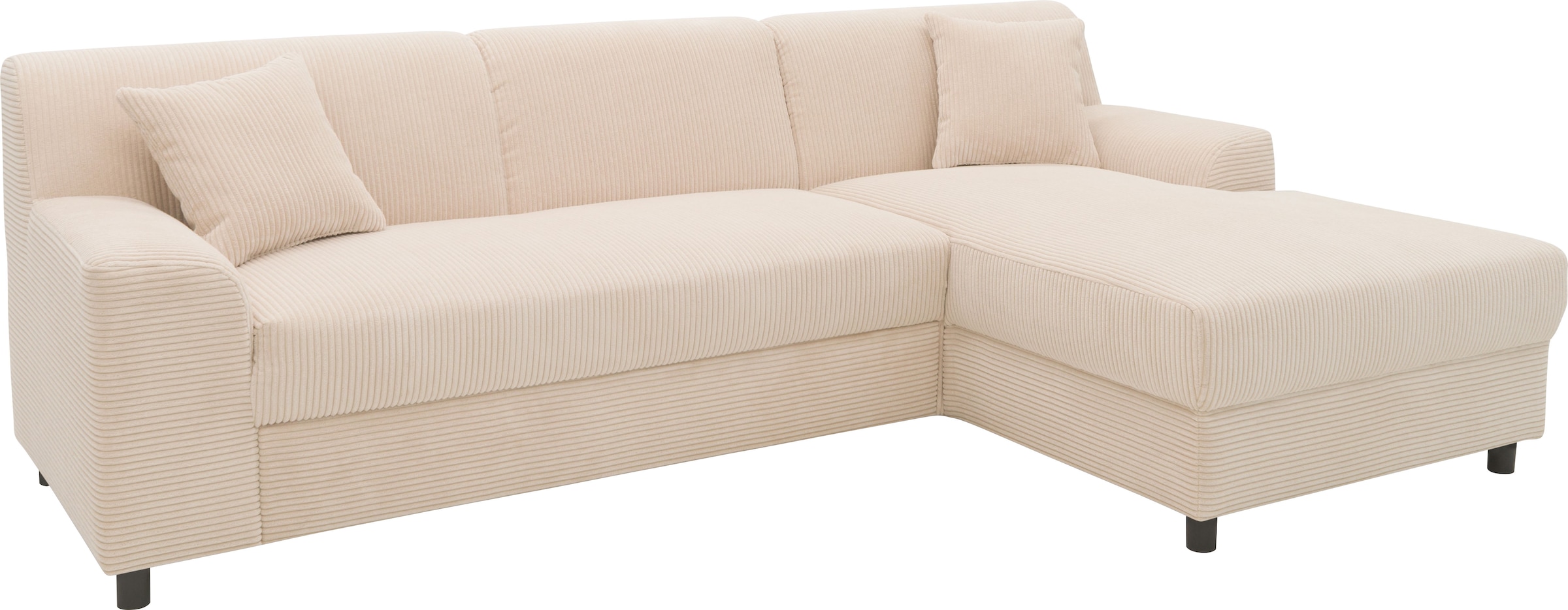 INOSIGN Ecksofa »Turah 2, L-Form, in Cord u. wasserabweisender Microfaser, Federkern«, B/T/H: 241/146/79 cm, incl. Zierkissen, wahlweise mit Bettfunktion