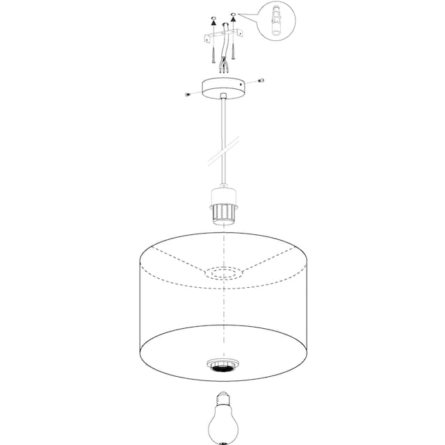 1 Pendelleuchte H110 bestellen / x aus EGLO cm auf flammig-flammig, / Ø38 Stoff Rechnung Pendellampe »PASTERI«, nickel-matt