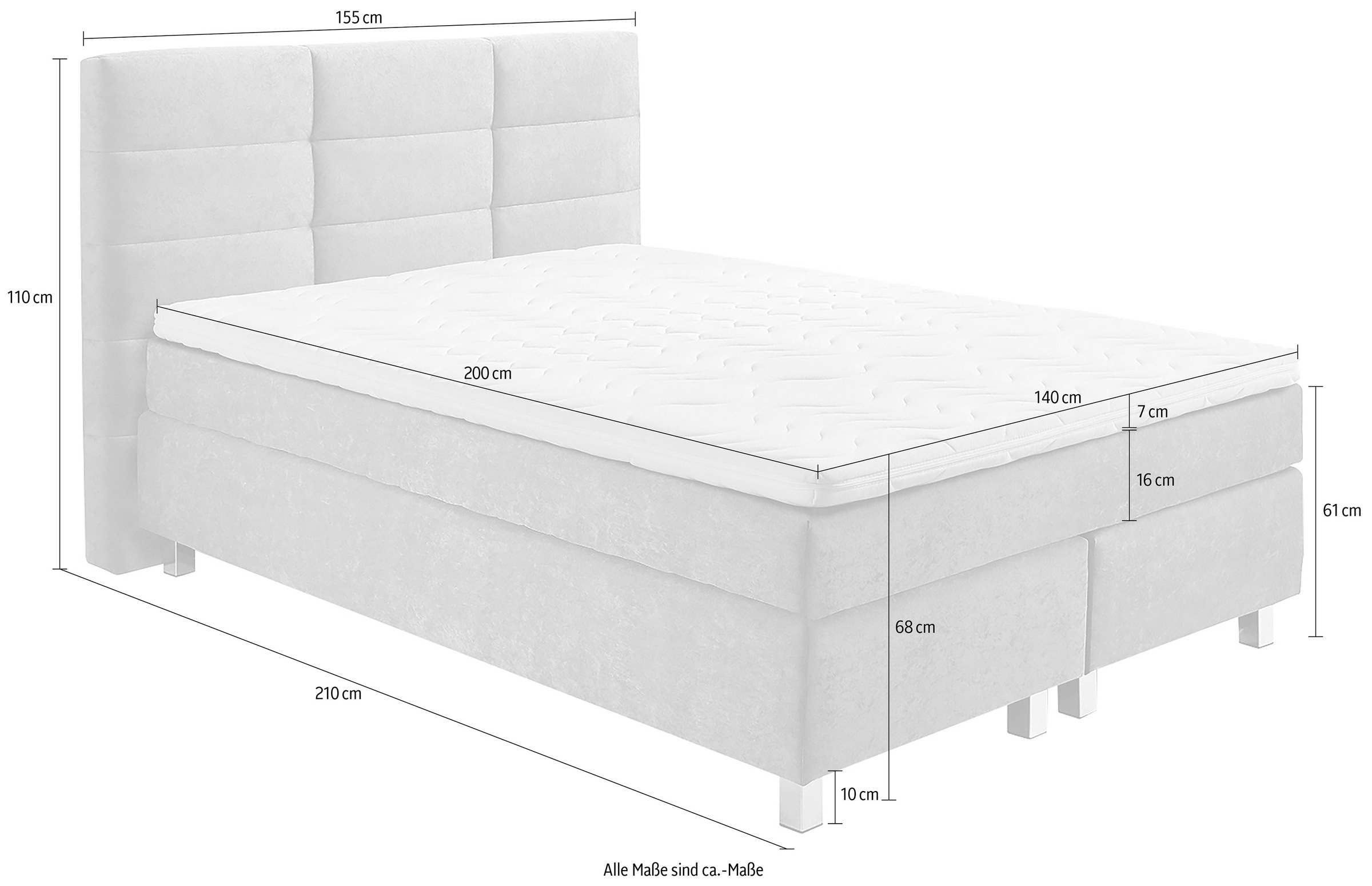 Westfalia Schlafkomfort Boxspringbett, wahlweise mit Kaltschaum-Topper, 2 Matratzenqualitäten