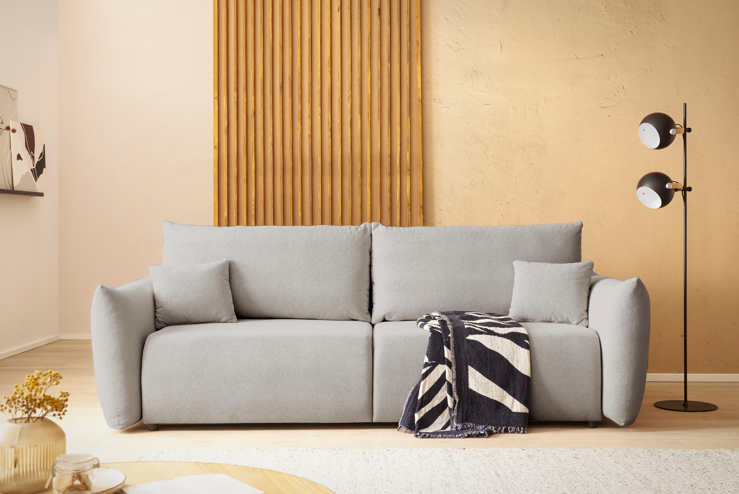 INOSIGN 3-Sitzer »MAVAS Schlafsofa mit Bettkasten«, ca.240/108cm (Liegefläche 212/145 cm), Cord, Chenille, Struktur