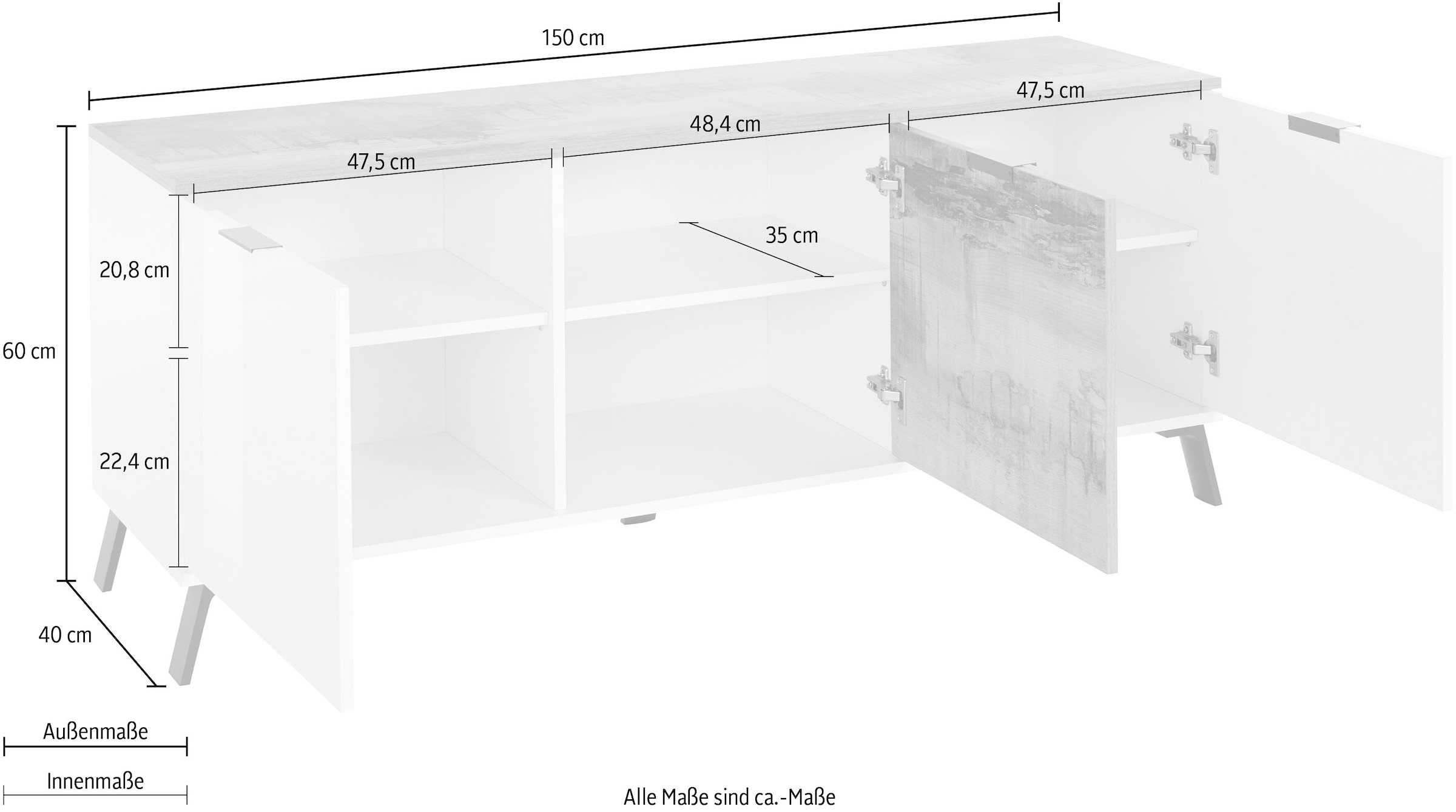 INOSIGN Lowboard »CASANOVA«, Breite ca. 150 cm
