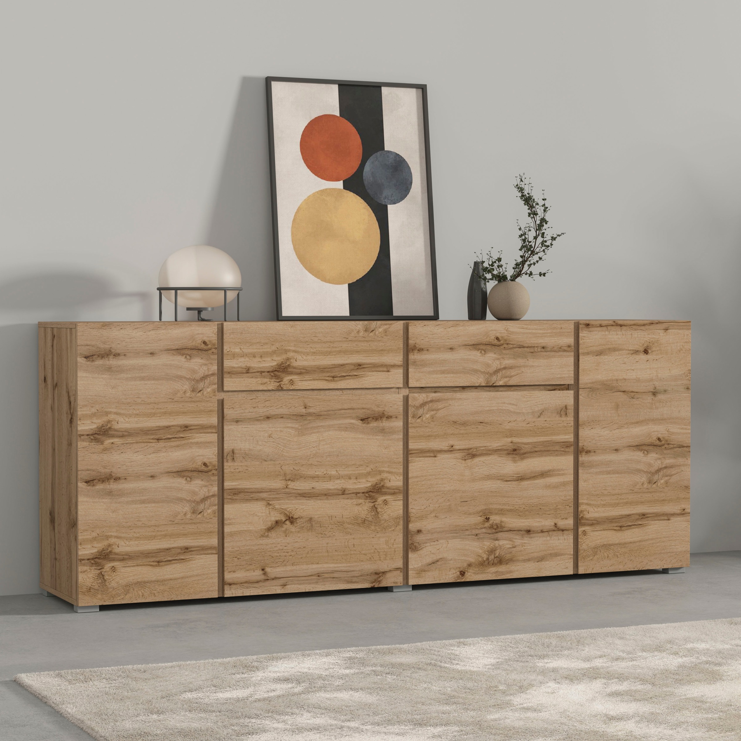 INOSIGN Sideboard »Metric,Breite 195 cm, grifflose Kommode 4 Türen/2 Schubk günstig online kaufen