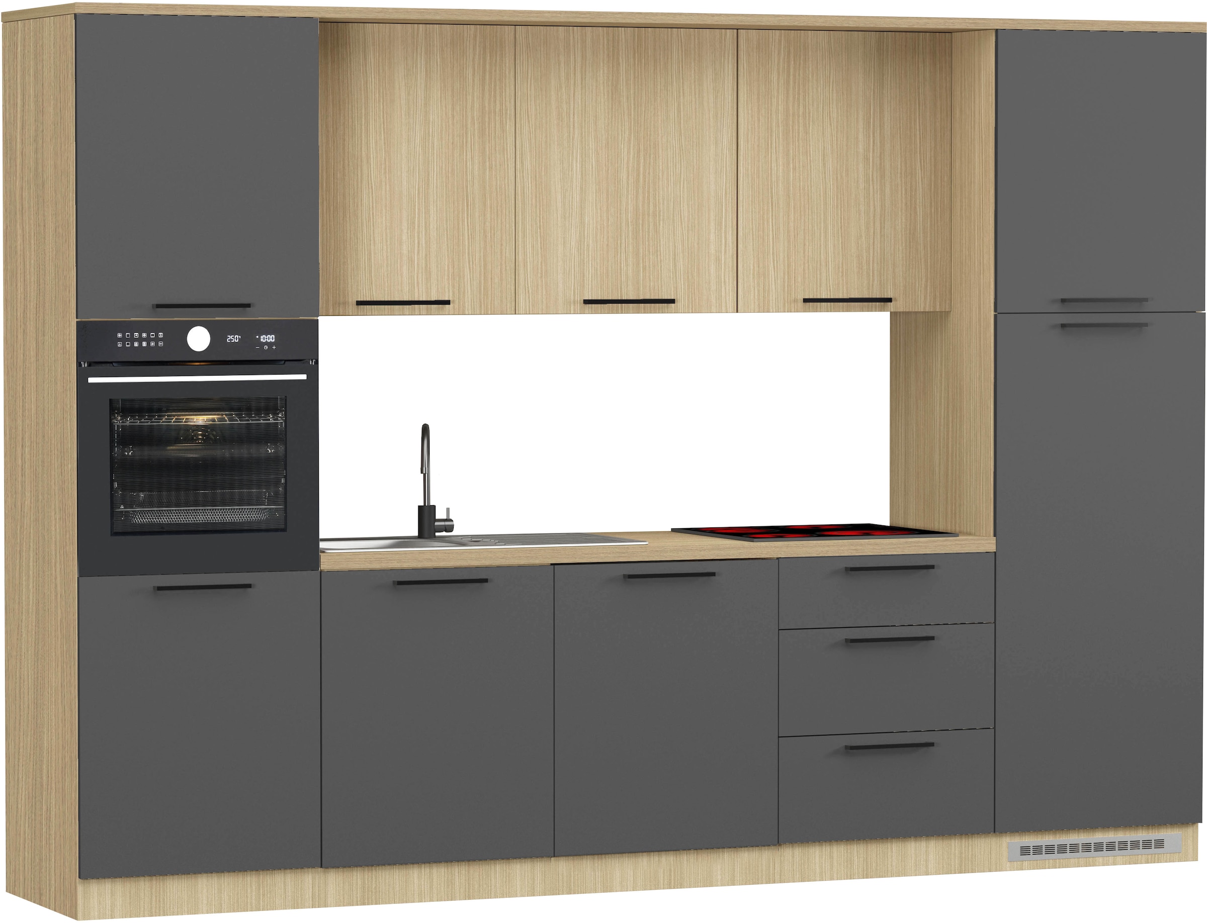 KOCHSTATION Küchenzeile »KS-Luna, Einbauküche, Zeilenküche, Küchenblock« Breite 300 cm, wahlweise mit Hanseatic-E-Geräten, APL 35mm stark