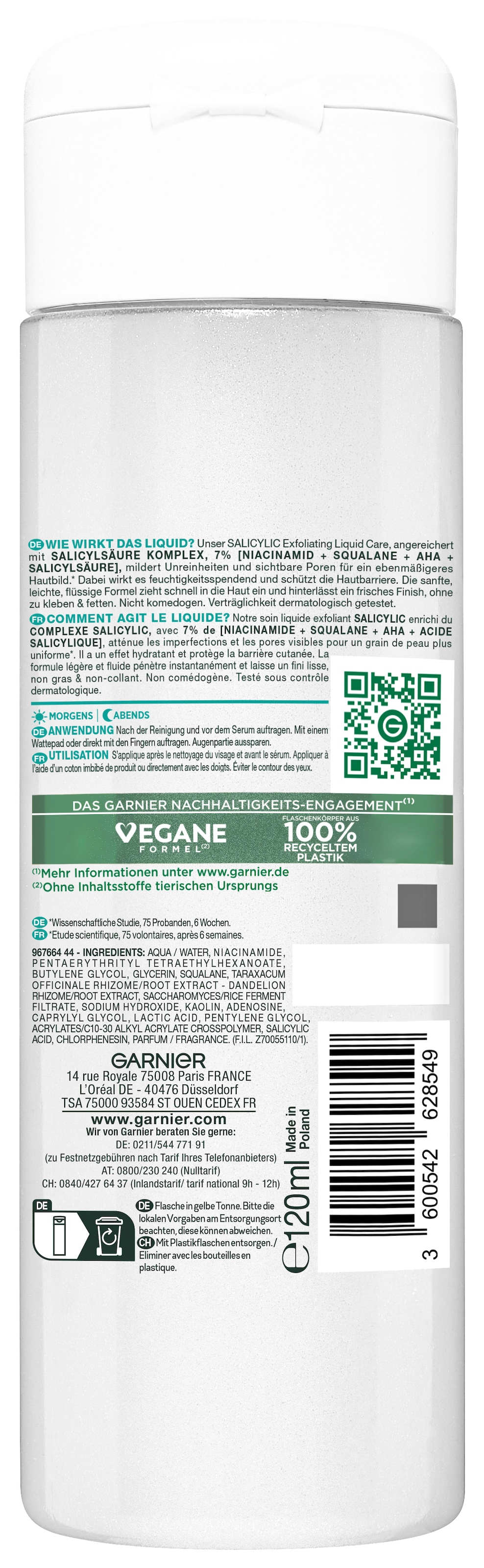 GARNIER Gesichtsfluid »Garnier Salicylic Exfoliating Liquid Care«