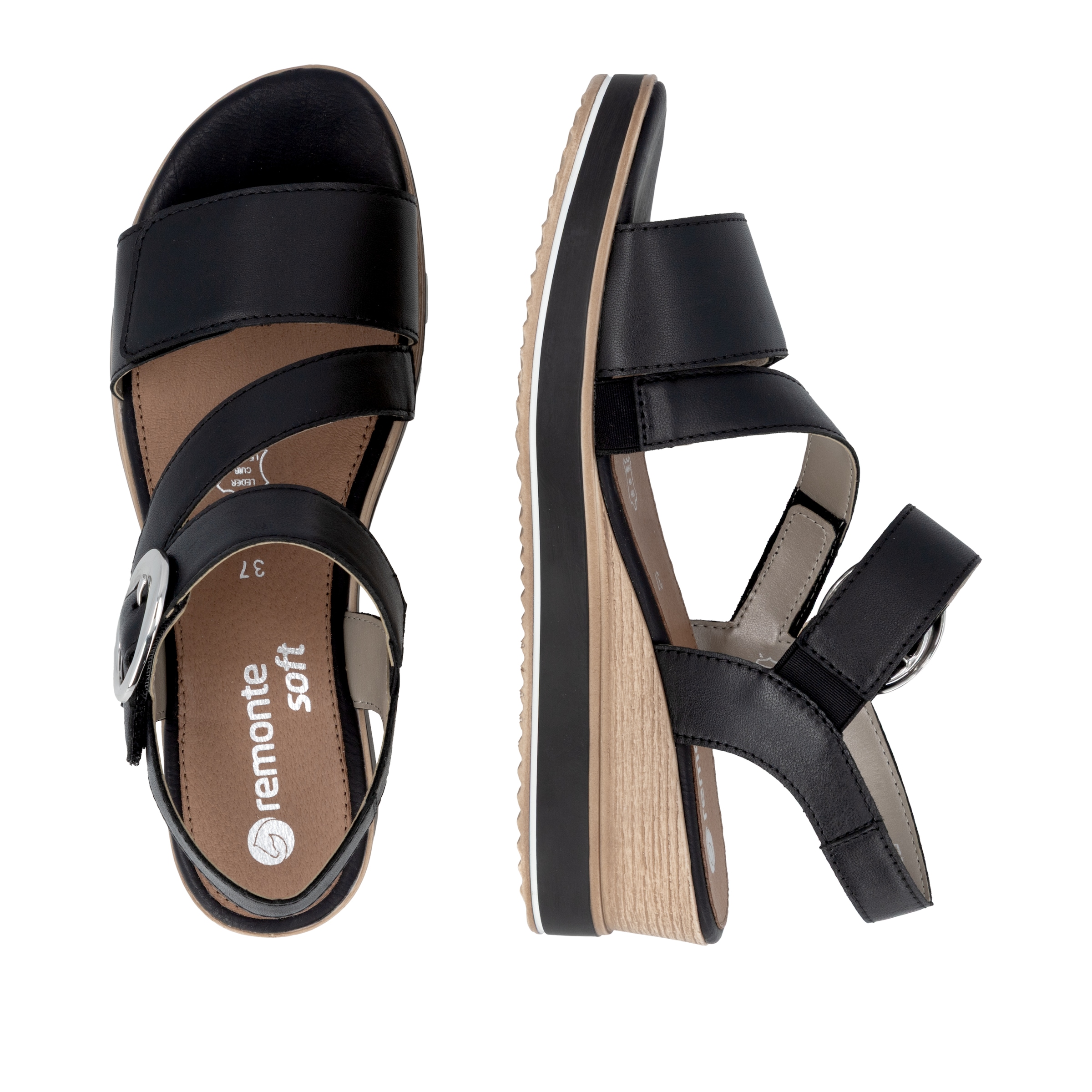 Remonte Keilsandalette  Sommerschuh, Riemchensandale mit praktischen Klettverschlüssen