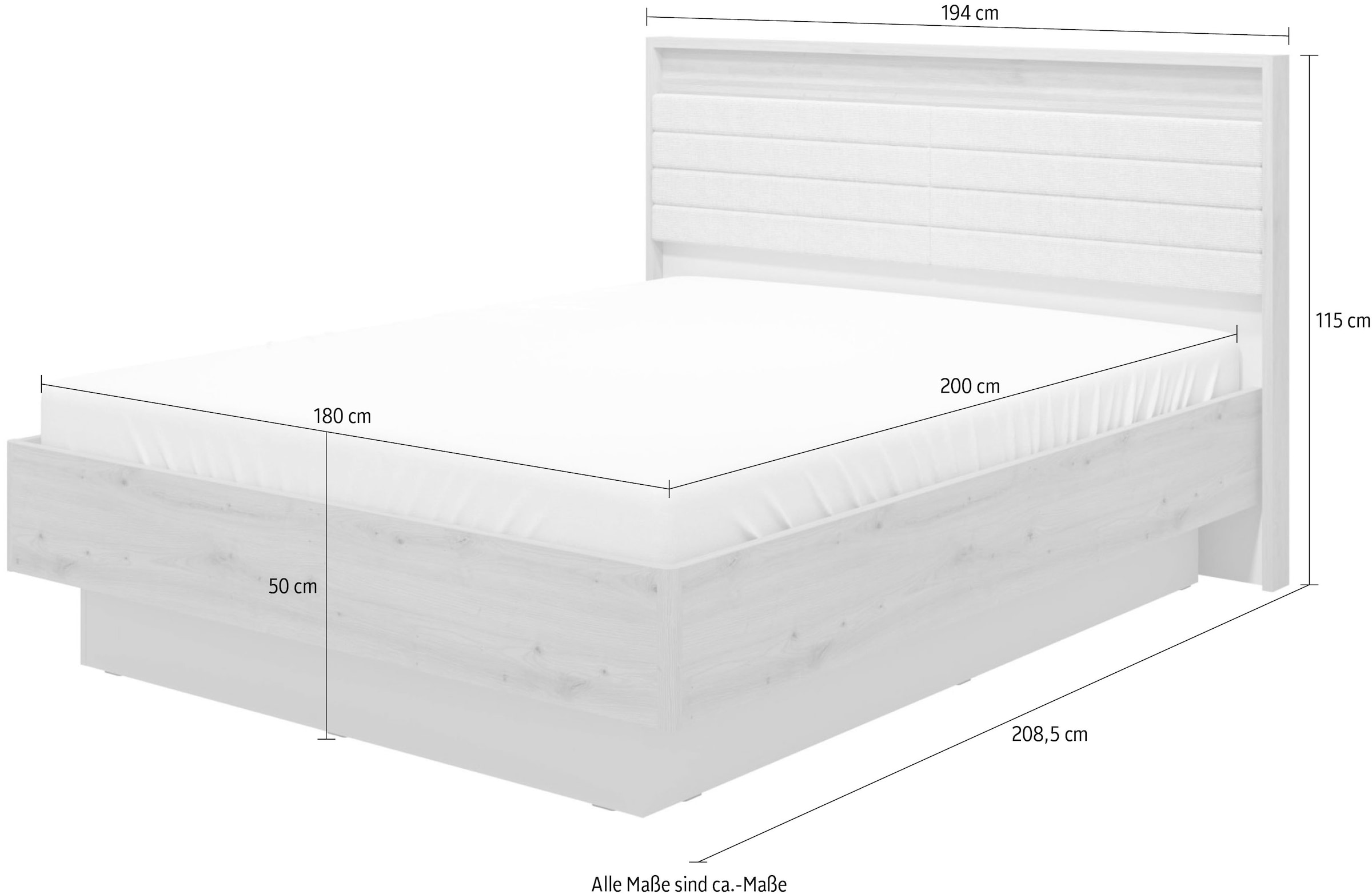 INOSIGN Bettgestell »Modena, mit teilgepolstertem Kopfteil«, 160 oder 180x200cm, FSC®-zertifiziert, Trendfarbe cashmere