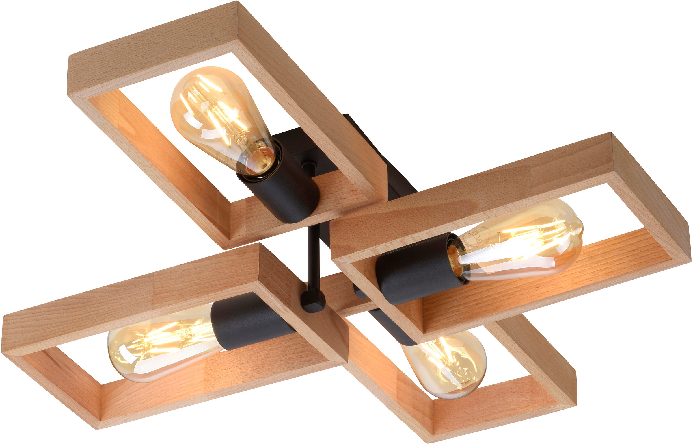 Home affaire Deckenleuchte »Nohen«, 4 flammig-flammig, Deckenlampe aus Holz günstig online kaufen