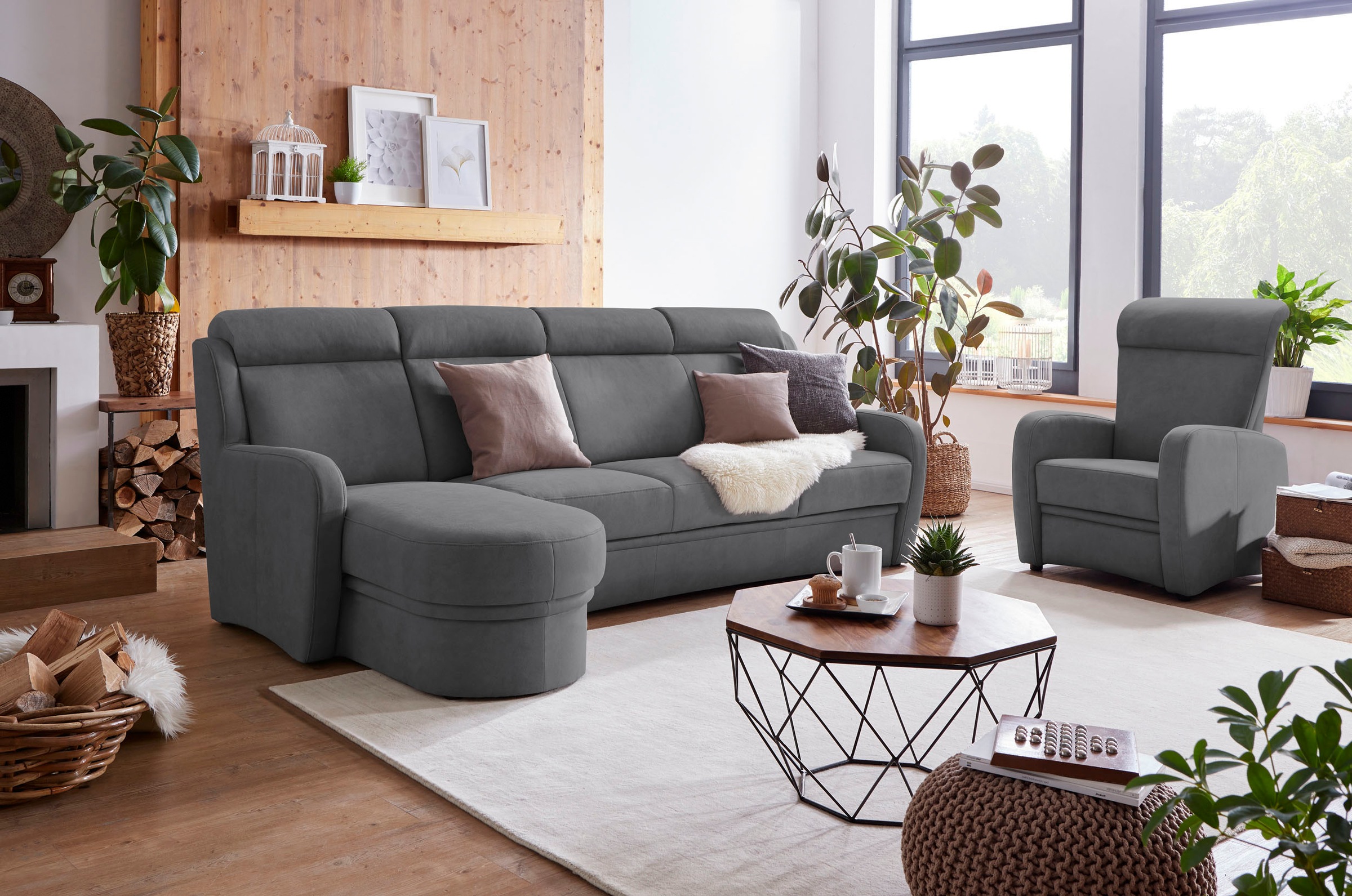 VILLA BECK Ecksofa Varese L-Form, 2 Teile, Kopfteilverstellung, wahlweise m günstig online kaufen
