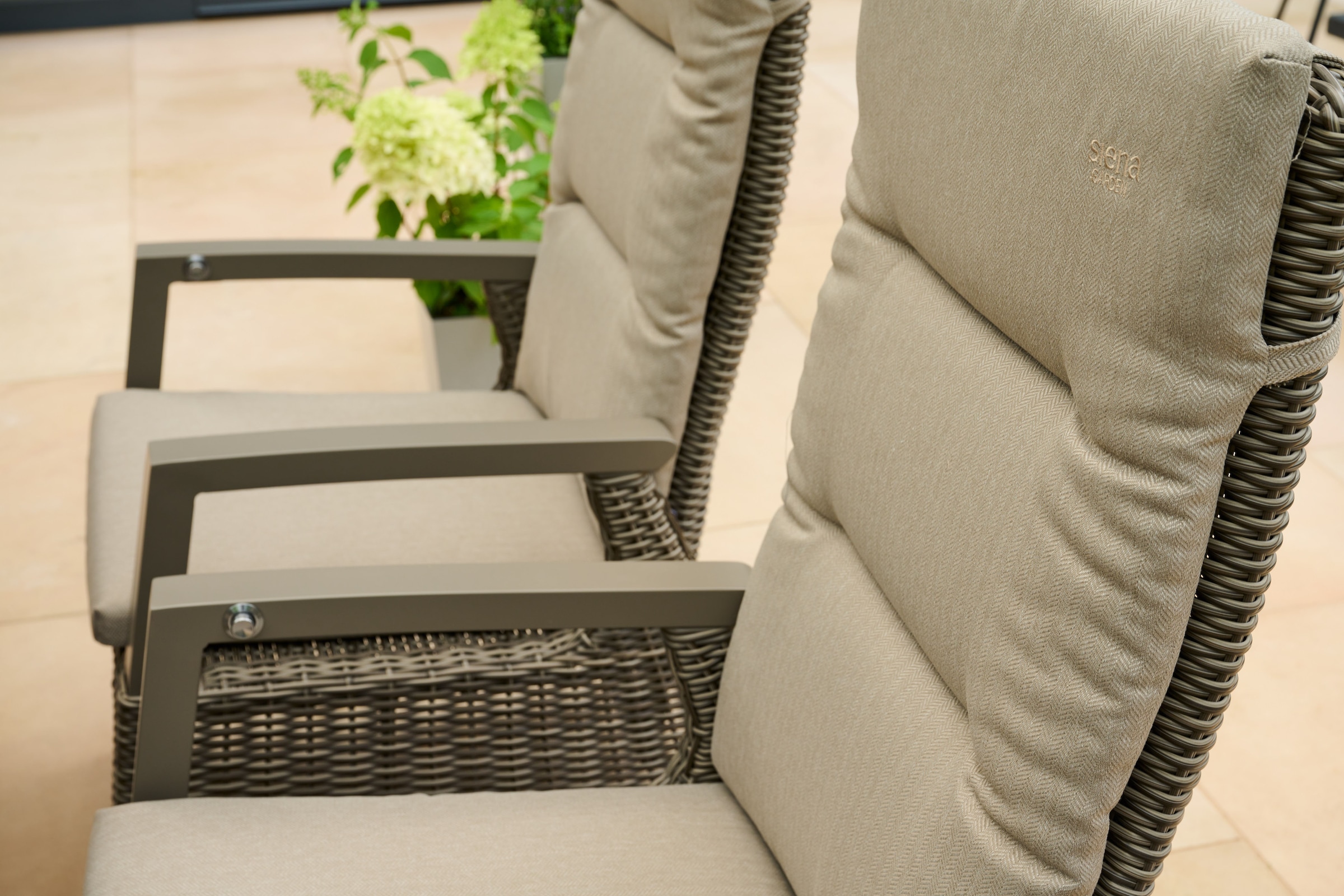 Siena Garden Gartensessel »»Corido Dining Move« taupe inkl. Kissen«, Rückenlehne stufenlos verstellbar