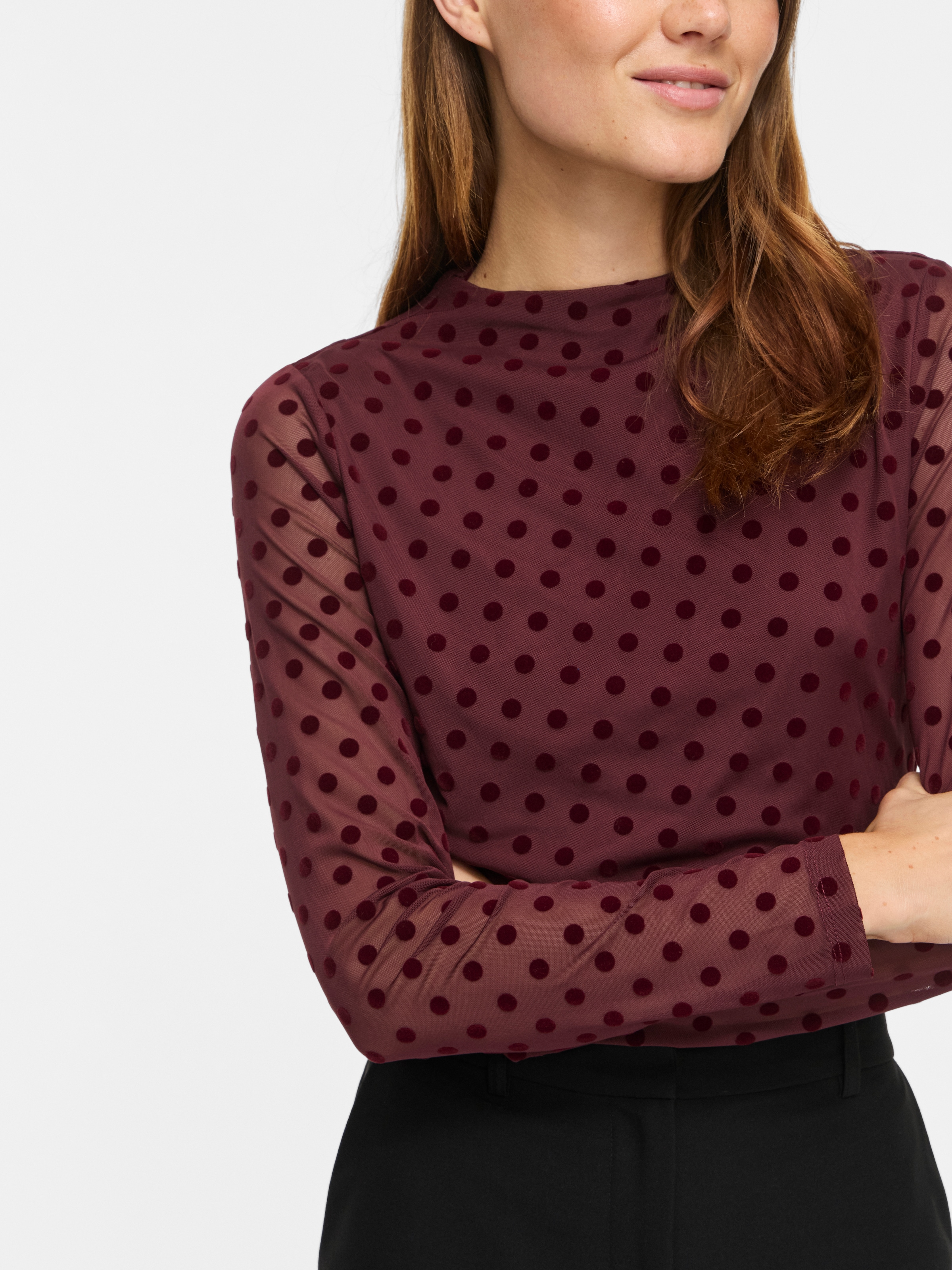 Vila Langarmshirt »VIRIKKE L/S FUNNEL NECK TOP - NOOS« Materialmix, eng geschnitten