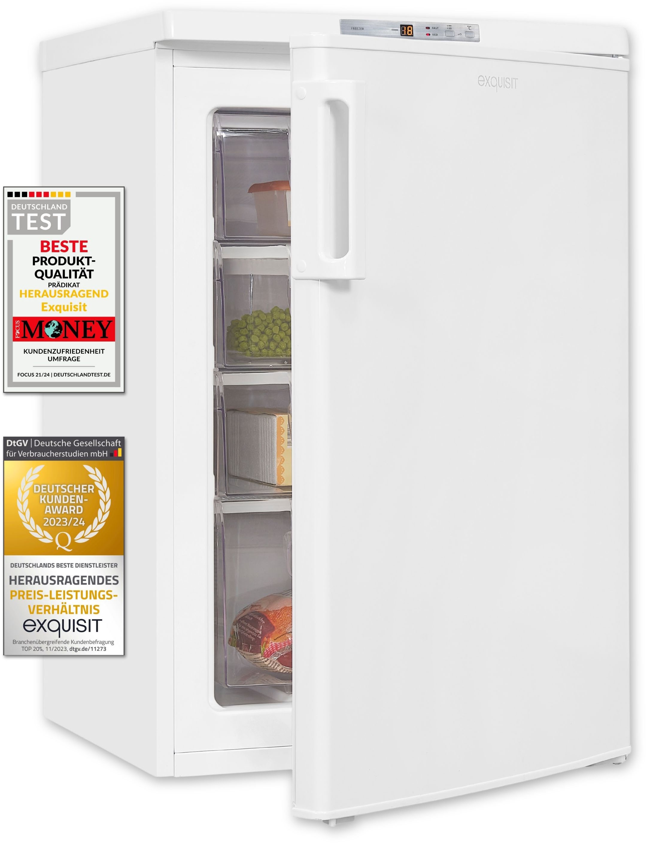 exquisit Gefrierschrank »GS80-HE-040E weiss«, 85,5 cm hoch, 55 cm breit, 91 L Volumen, 4 Sterne Gefrieren