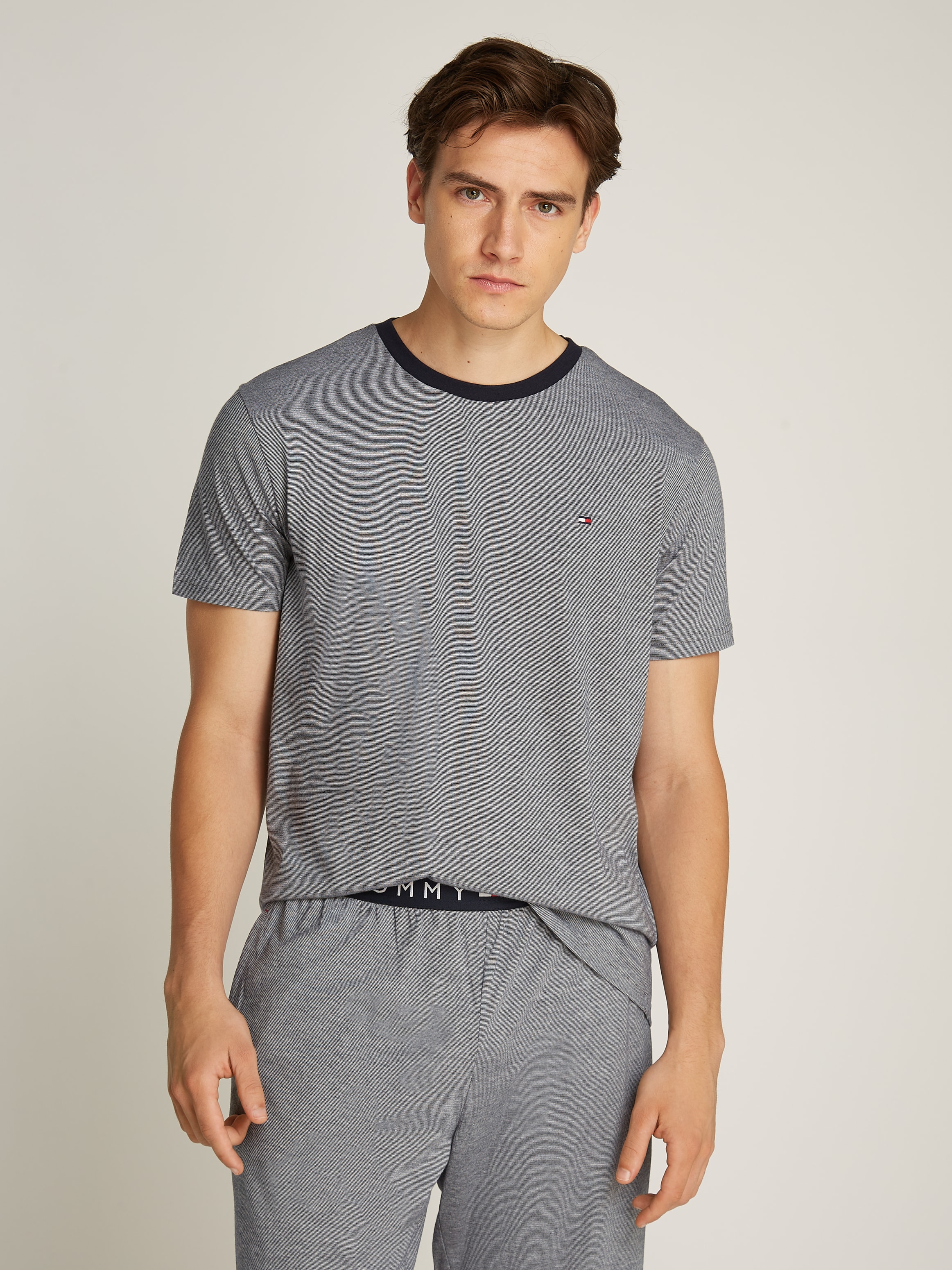 Tommy Hilfiger Underwear Schlafanzug »SS JERSEY PJ SET STRIPES«, (Set, 2 tlg., 2er), mit Streifenmuster
