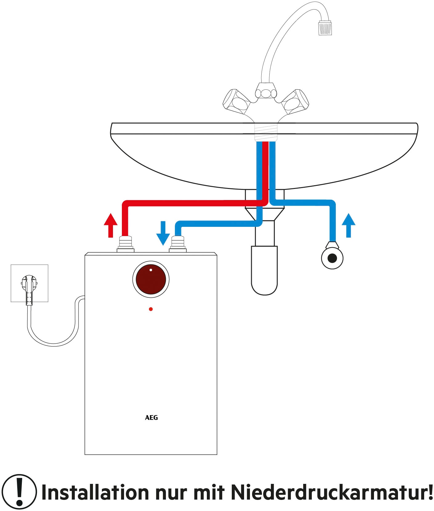 AEG Haustechnik Kleinspeicher »Huz 5 DropStop, Untertischboiler 5 Liter« Niederdruck, mit Thermostop, mit Stecker